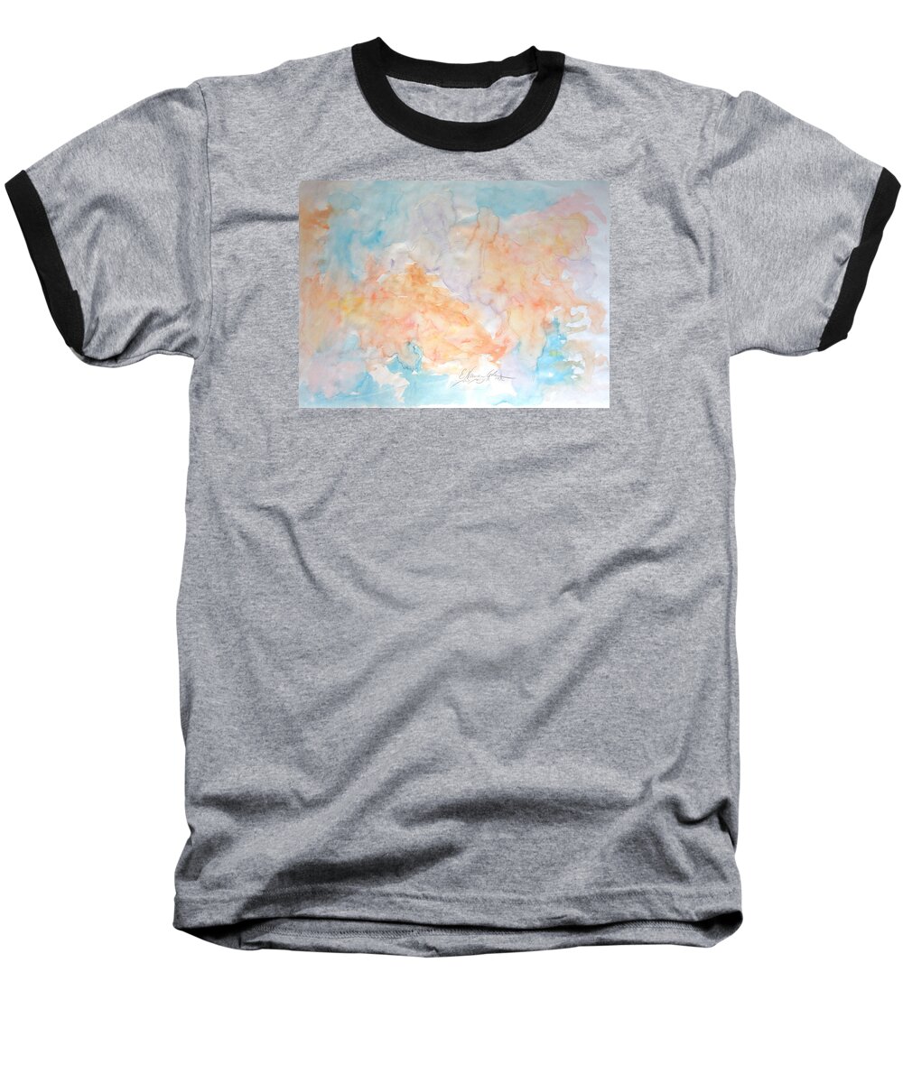 Seaside In Summer Baseball T-Shirt featuring the painting Seaside in Summer by Esther Newman-Cohen