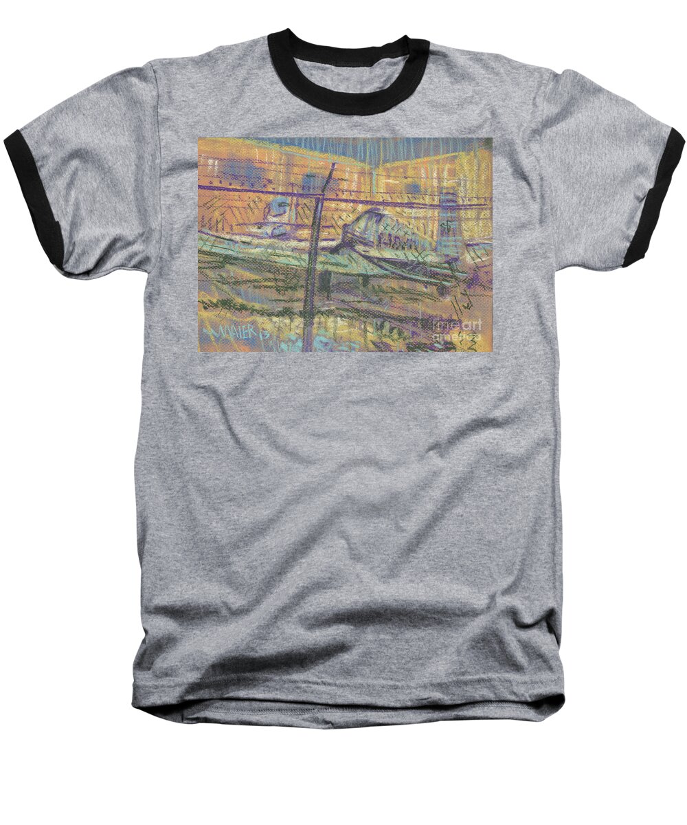 Private Baseball T-Shirt featuring the painting Secured Planes by Donald Maier