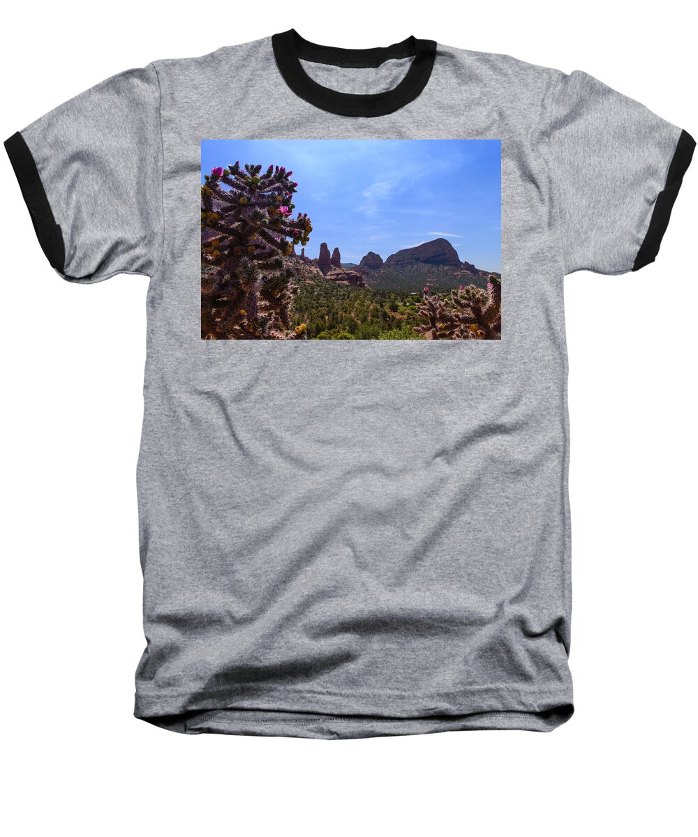 Sedona Baseball T-Shirt featuring the photograph Sedona cactus by John Johnson