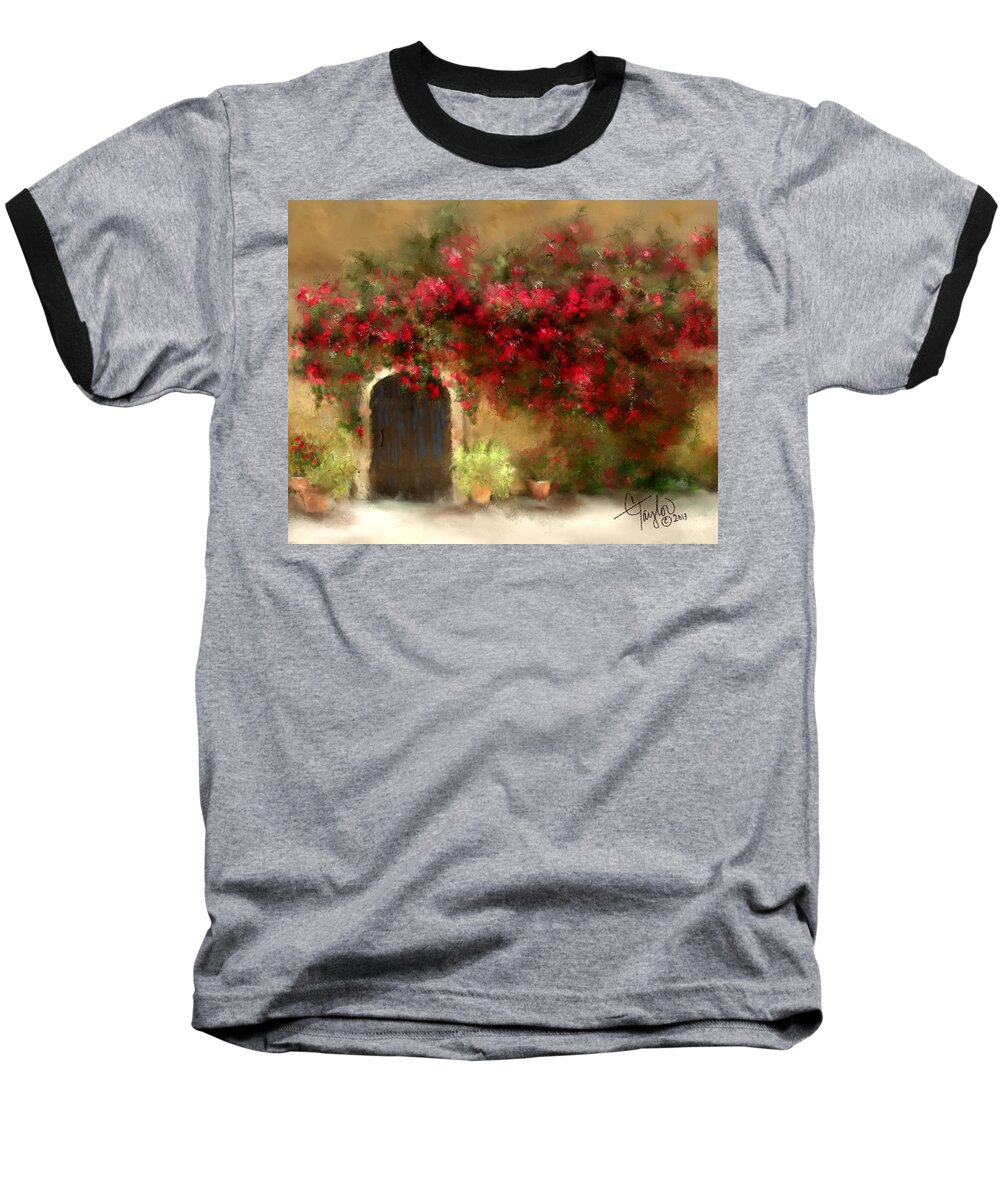 Flowers Baseball T-Shirt featuring the painting The Bougainvillea's of Sedona by Colleen Taylor