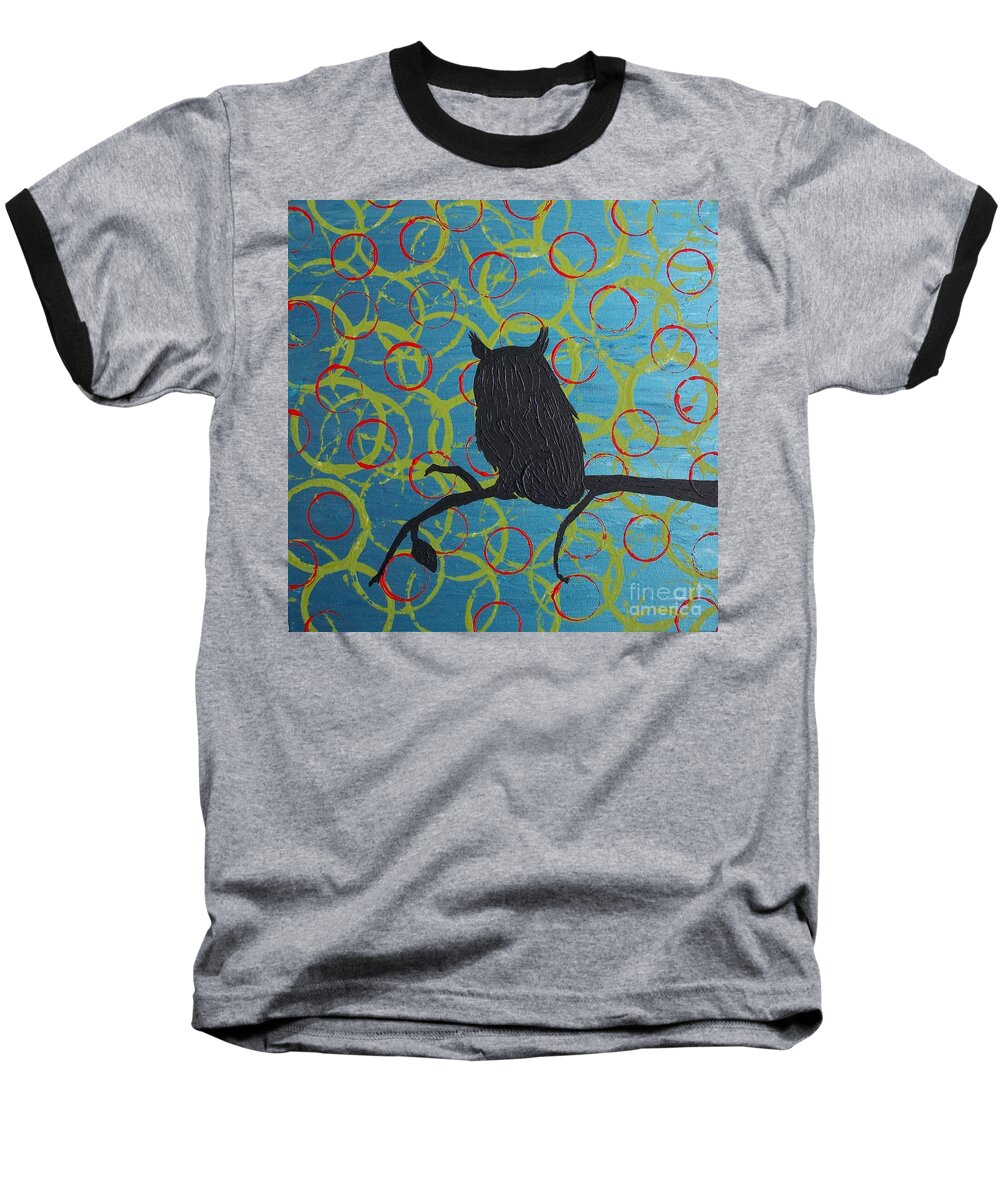 Owl Baseball T-Shirt featuring the painting Seer by Jacqueline McReynolds