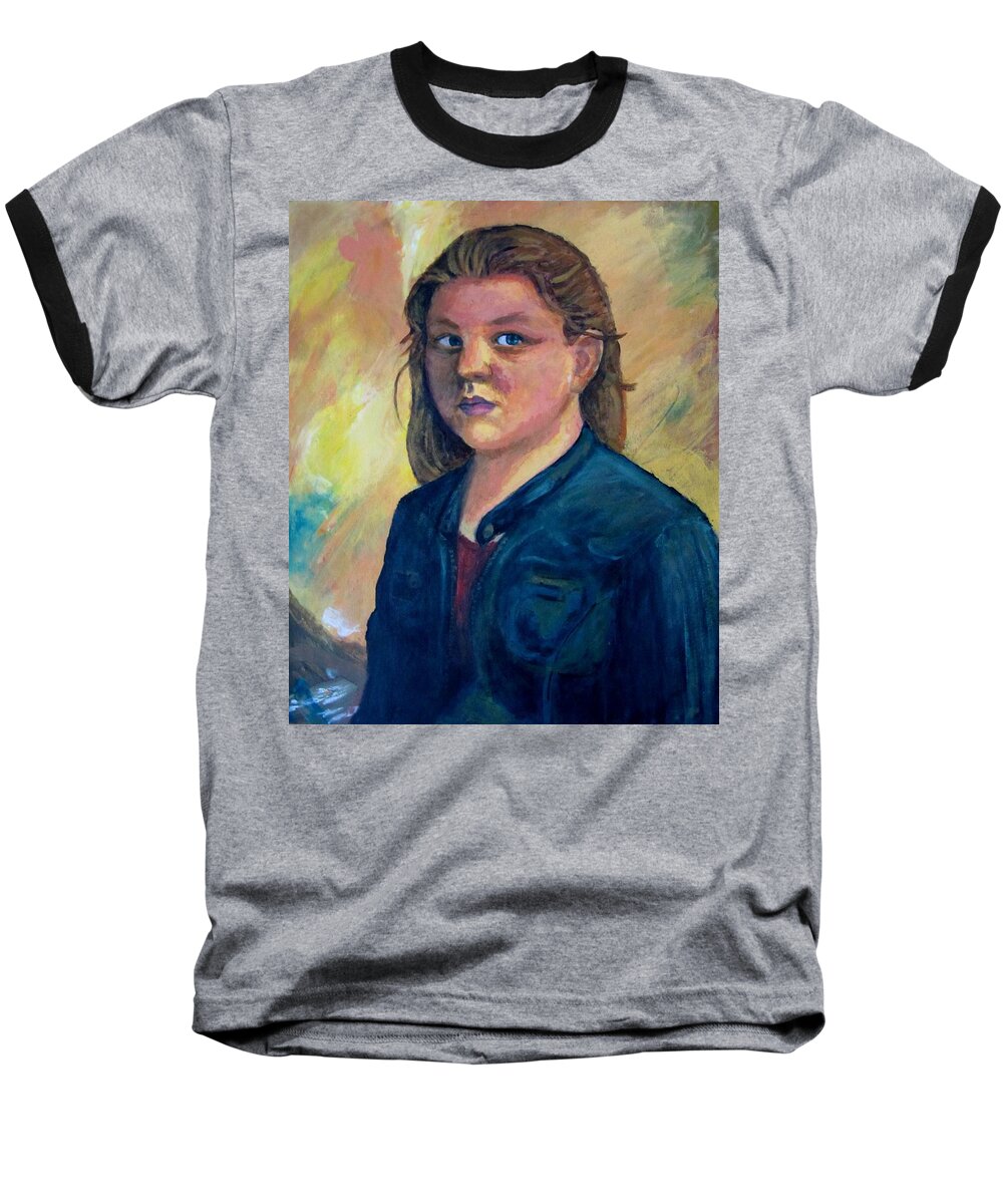 'self Portrait' Baseball T-Shirt featuring the painting Self Portrait by Samantha Geernaert