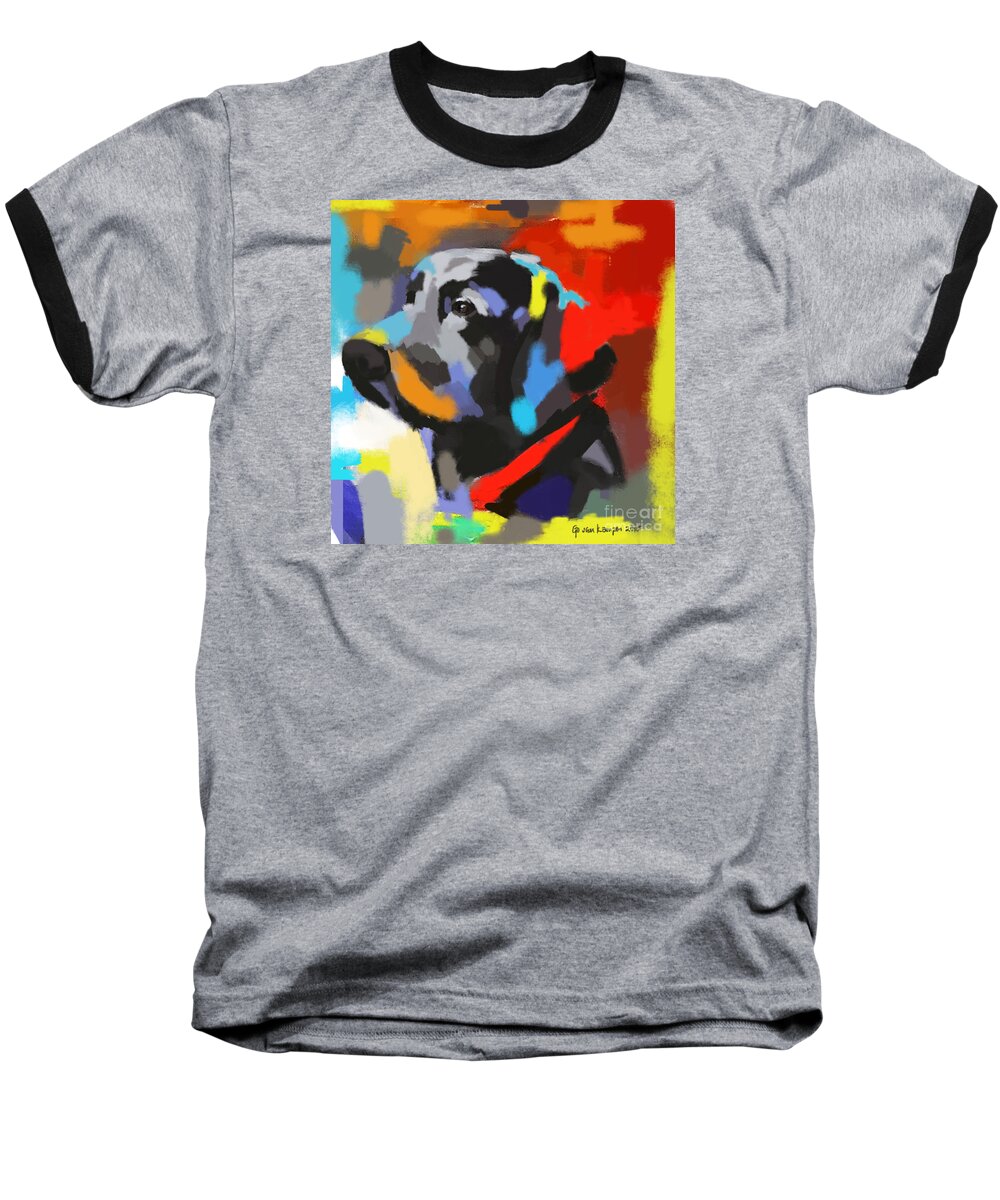 Labrador Baseball T-Shirt featuring the painting Dog Sem by Go Van Kampen
