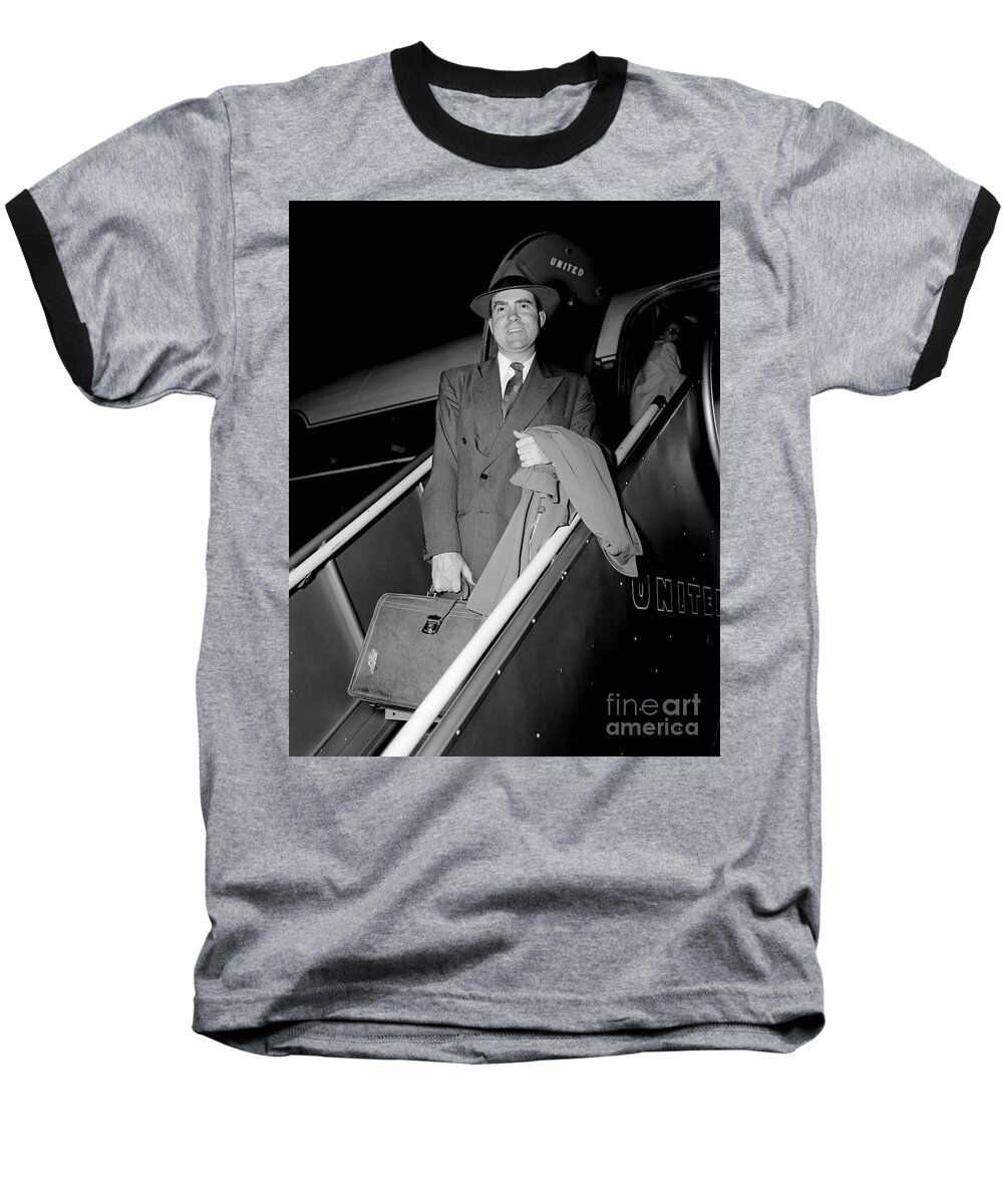 Richard Nixon Baseball T-Shirt featuring the photograph Senator Nixon 1952 by Martin Konopacki Restoration