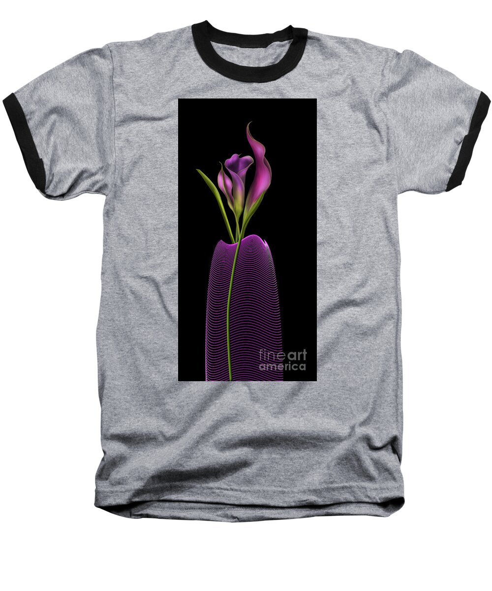 Calla Lillies Baseball T-Shirt featuring the digital art Serenity In Purple by Barbara Milton