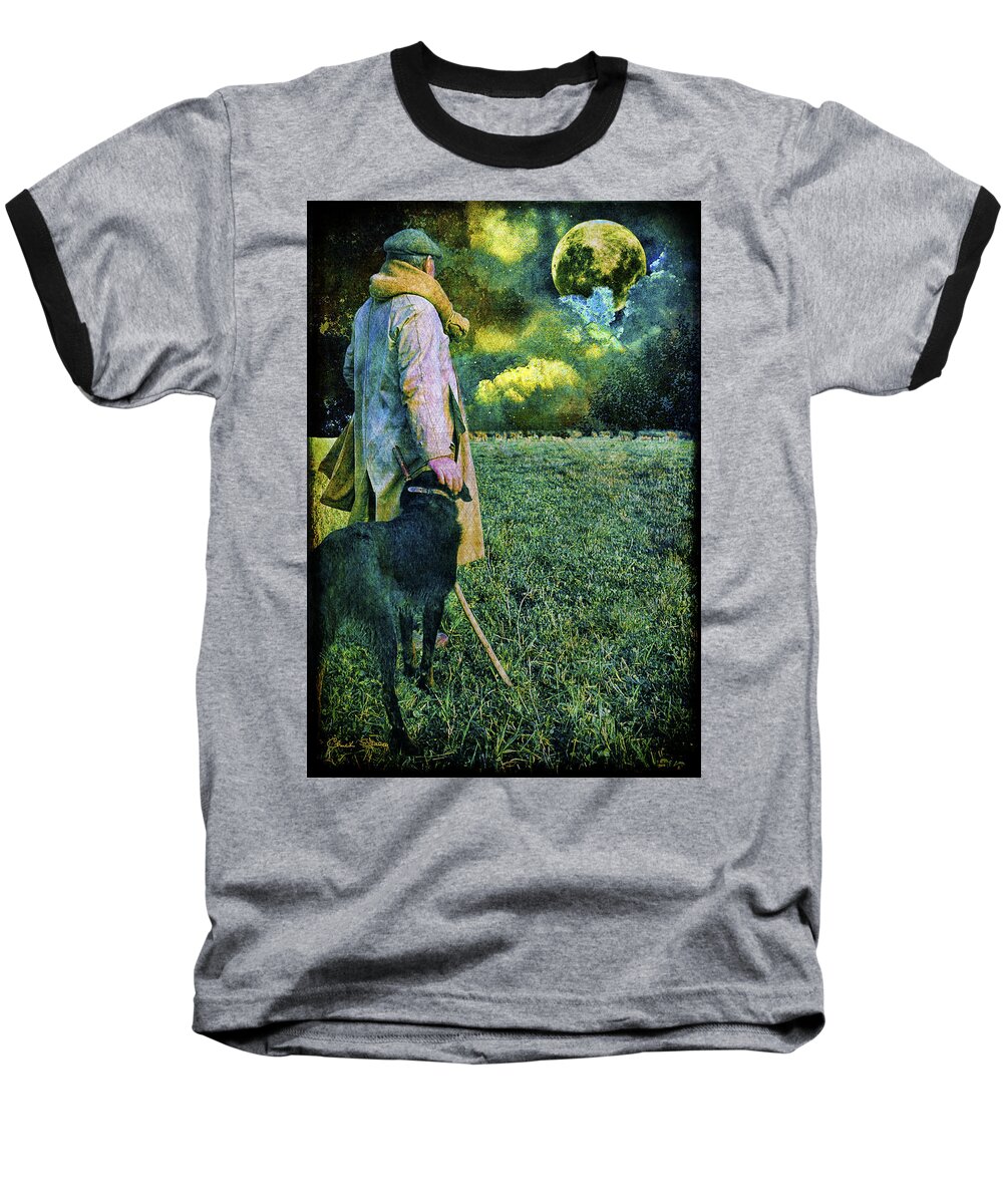 Shepherd Baseball T-Shirt featuring the photograph Shepherd and Moon by Chuck Staley