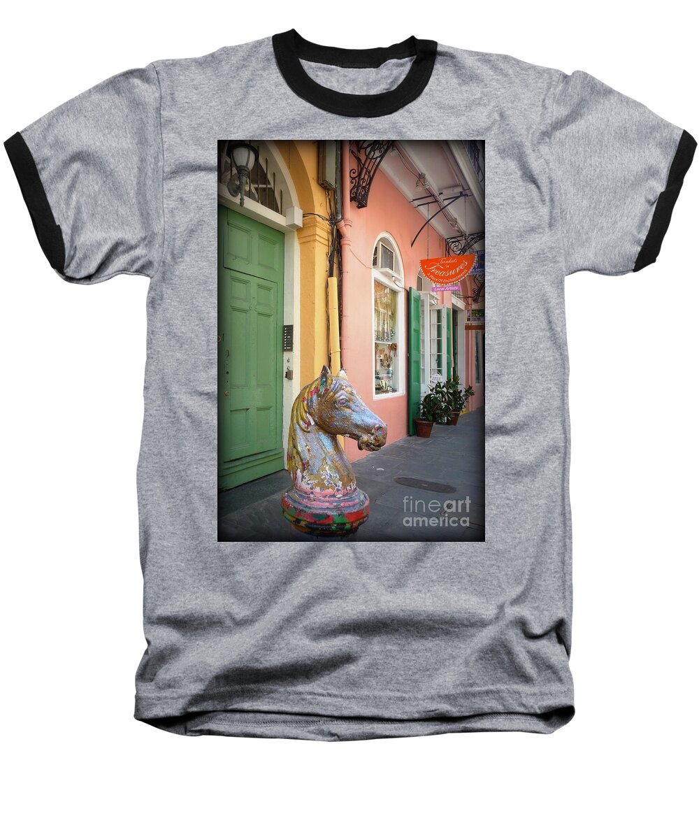 Hitching Post Baseball T-Shirt featuring the photograph Sherbet Street by Valerie Reeves