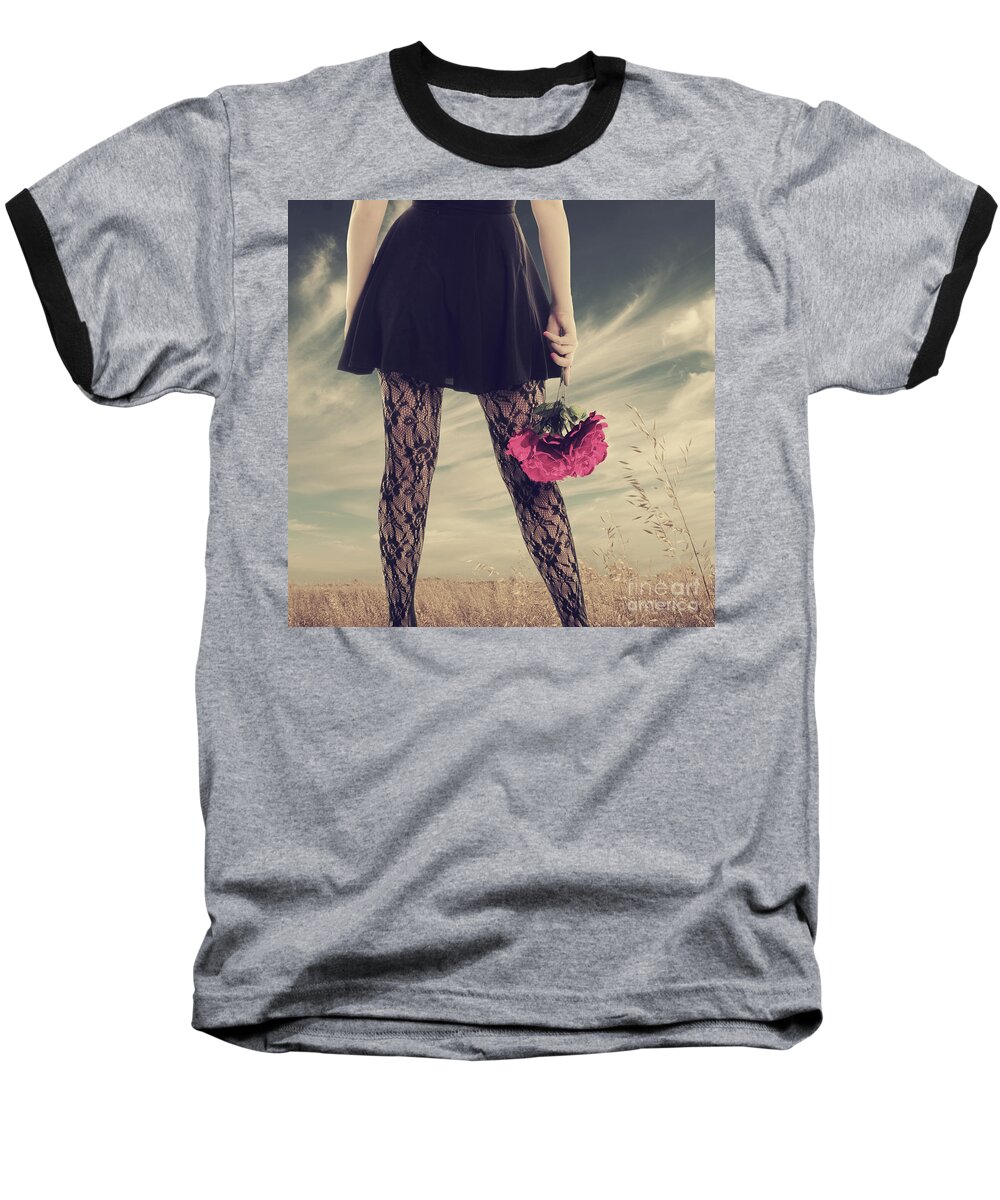 Legs Baseball T-Shirt featuring the digital art She's got legs by Linda Lees