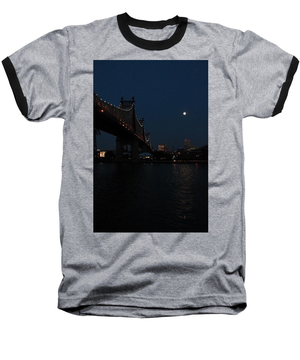 Queensboro Bridge Baseball T-Shirt featuring the photograph Shining Moon by Catie Canetti