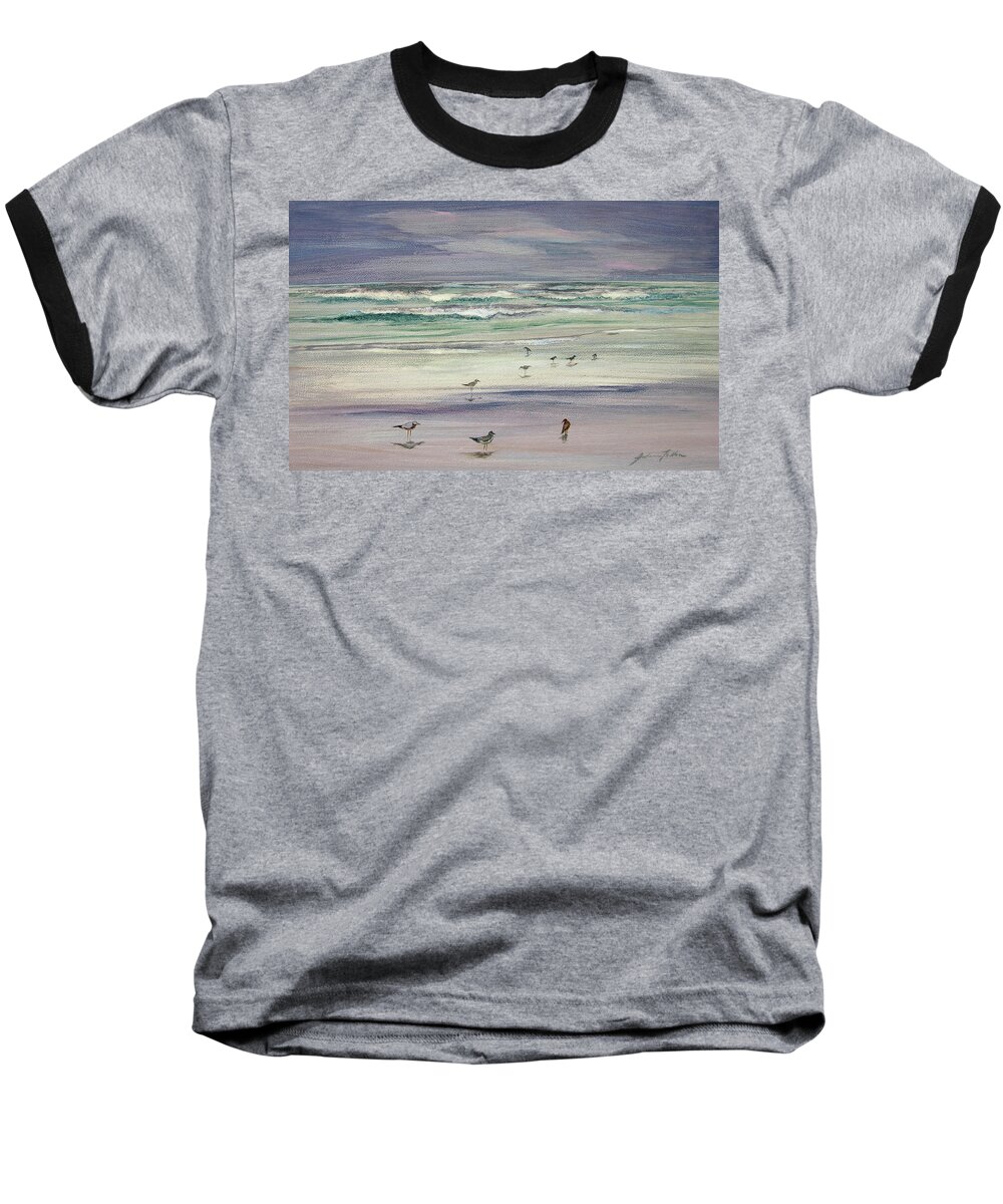 Original Paintings Baseball T-Shirt featuring the painting Shoreline Birds III by Julianne Felton