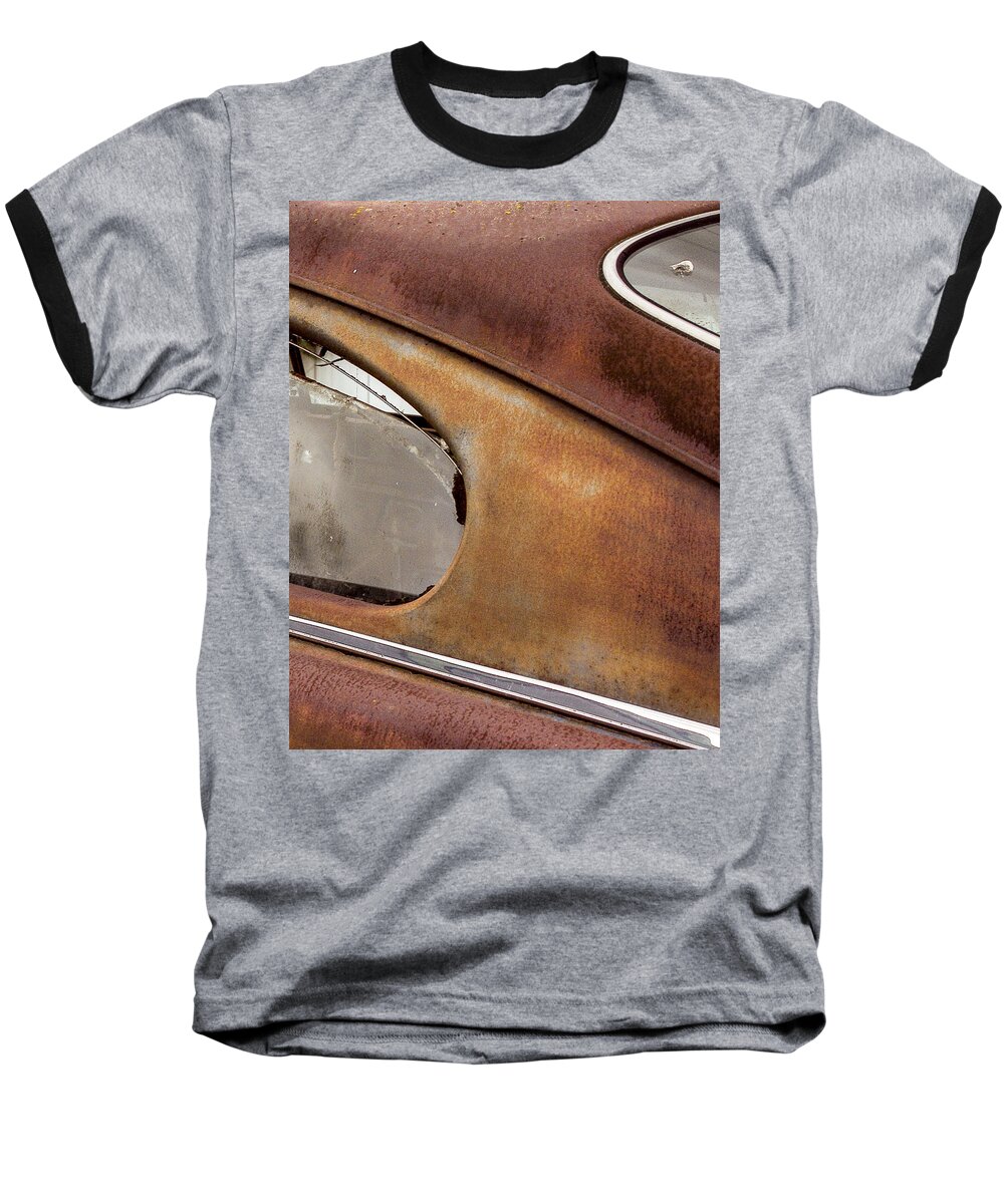 Rusted Car Baseball T-Shirt featuring the photograph Shot through the back window by Jean Noren