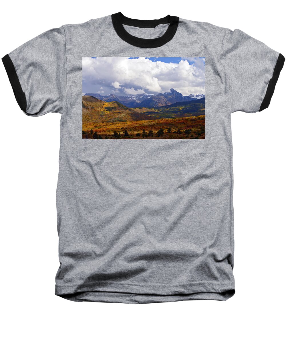 Colorado Baseball T-Shirt featuring the photograph Shrouded Sneffels by Jeremy Rhoades