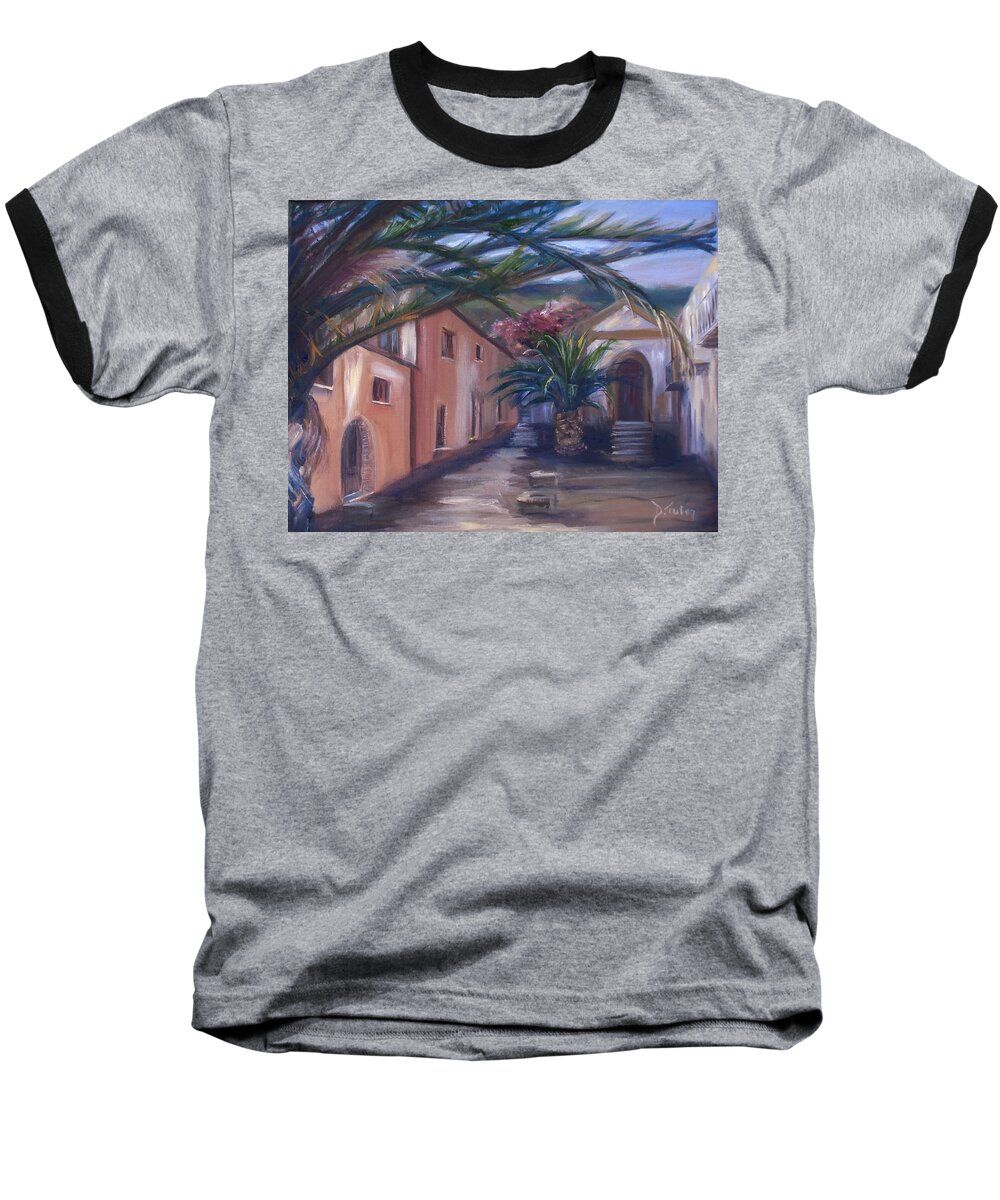 Sicily Baseball T-Shirt featuring the painting Sicilian Nunnery II by Donna Tuten