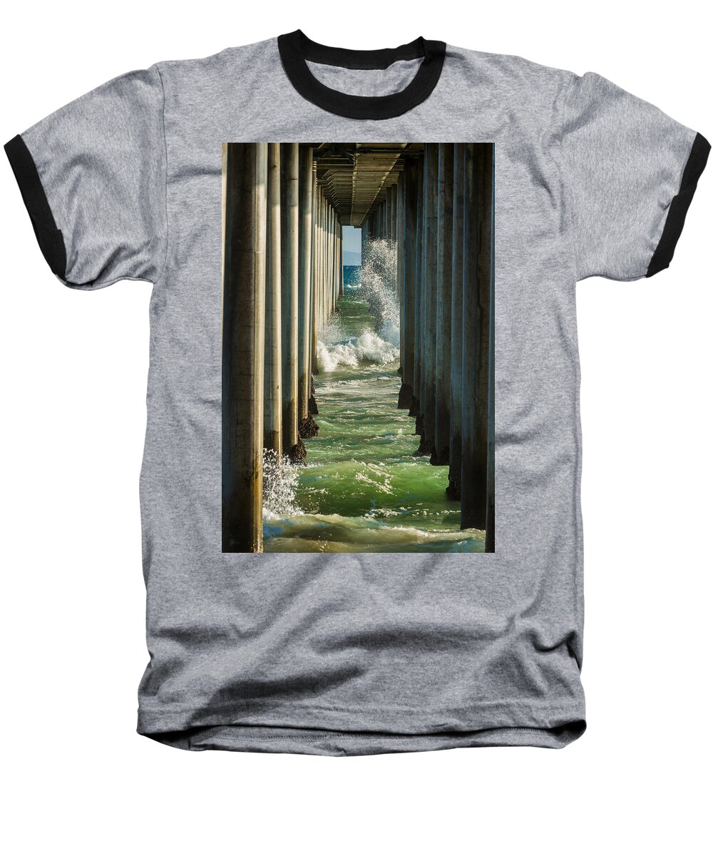 Pier Baseball T-Shirt featuring the photograph Sign Wave by Scott Campbell