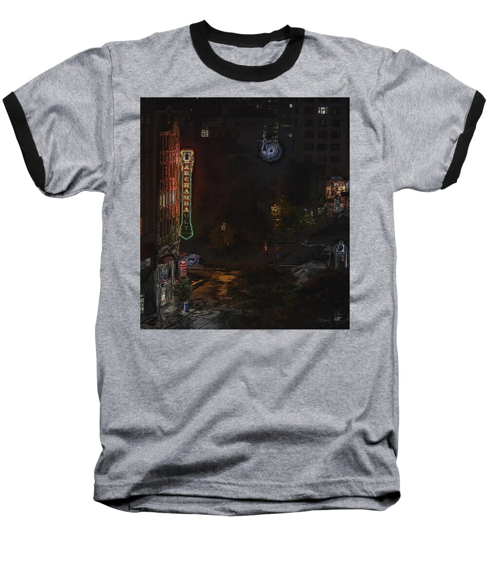 Night Scene Baseball T-Shirt featuring the photograph Silent Street by Nadalyn Larsen