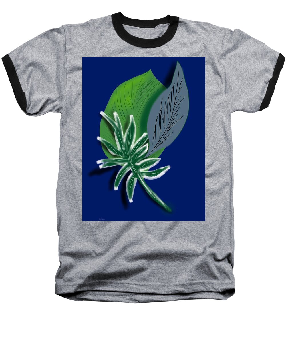 Botantical Baseball T-Shirt featuring the digital art Silver Leaf and Fern I by Christine Fournier