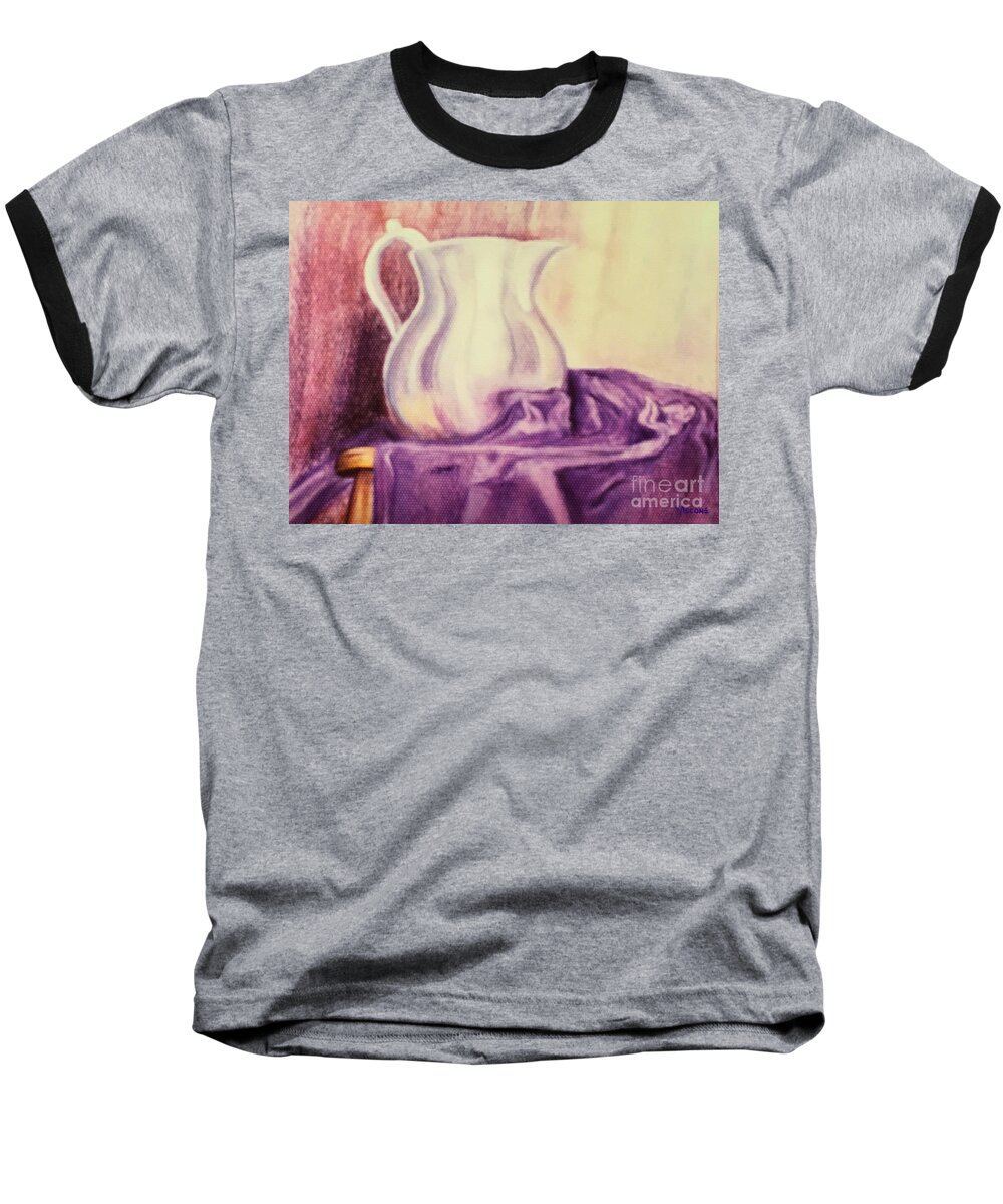 Still Life Baseball T-Shirt featuring the pastel Silver Pitcher by Teresa Ascone
