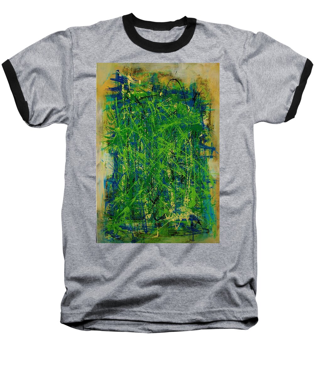Pollack Baseball T-Shirt featuring the painting Six Degrees by Jean Cormier