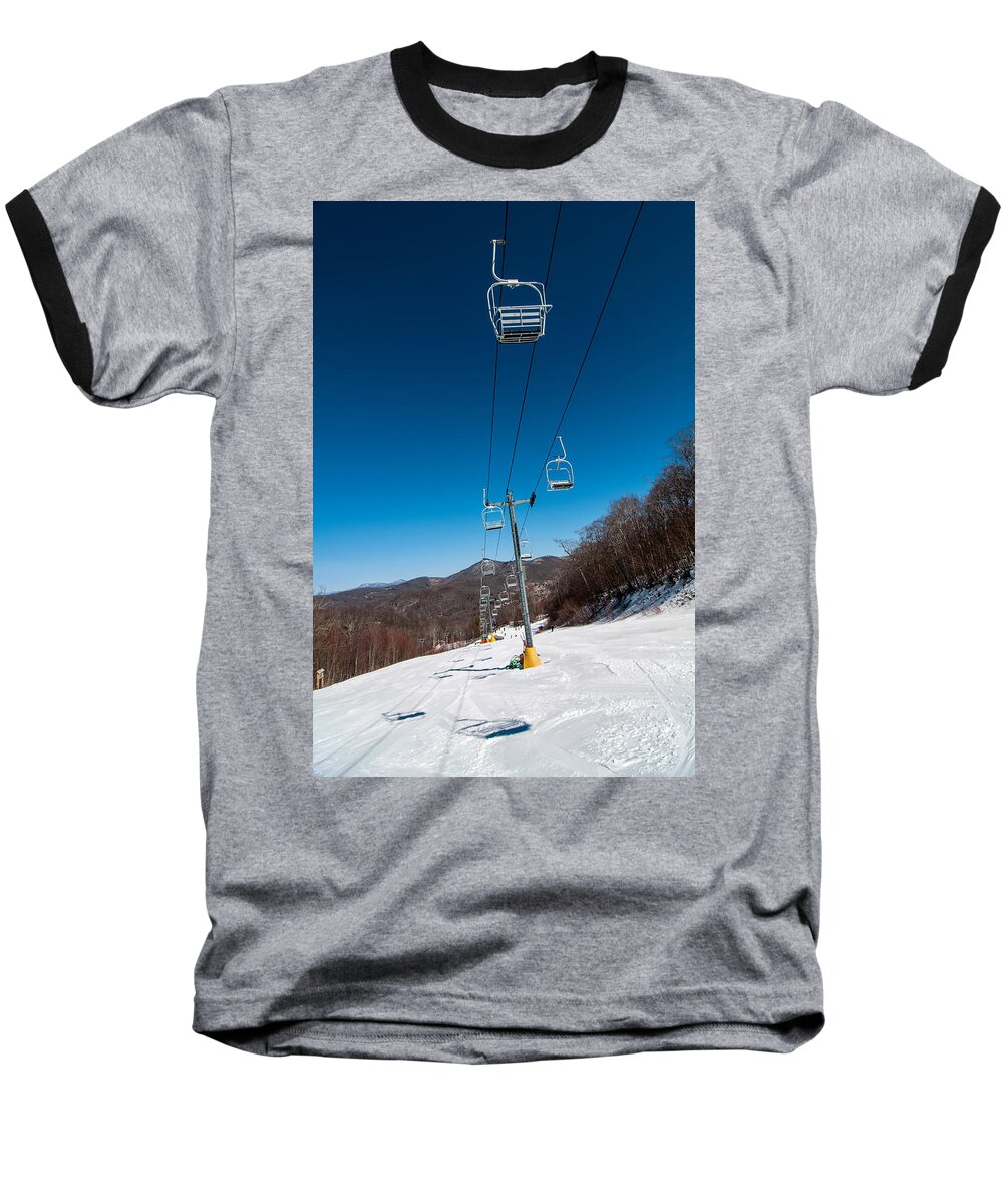 People Baseball T-Shirt featuring the photograph Ski Lift by Alex Grichenko