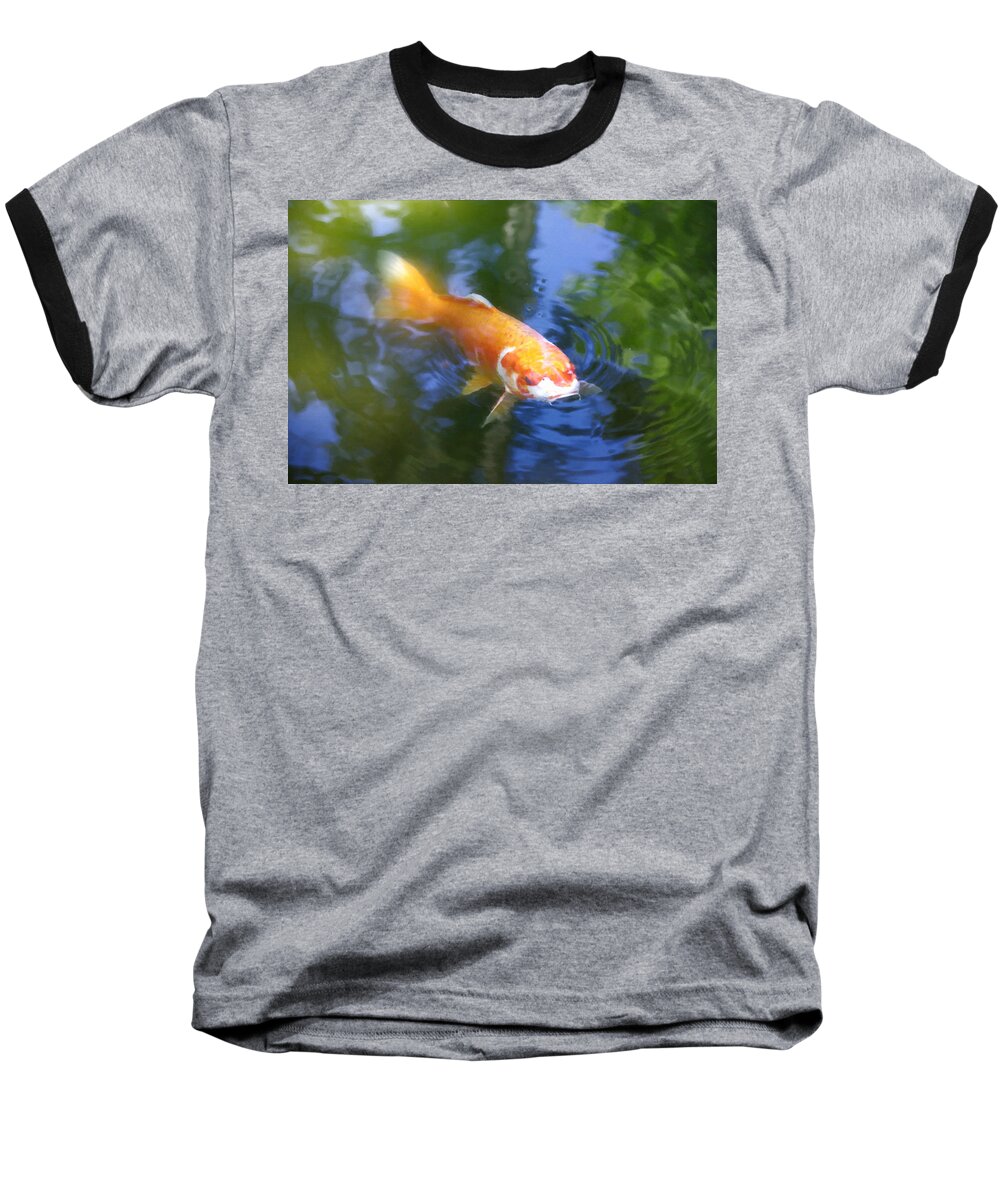 Japanese Gardens Bring Me Much Peace And Tranquility. I Find Them Great Places To Meditate. Koi Are Some Of My Favorite Fish To Watch Baseball T-Shirt featuring the photograph Skimming the Surface by Spencer Hughes