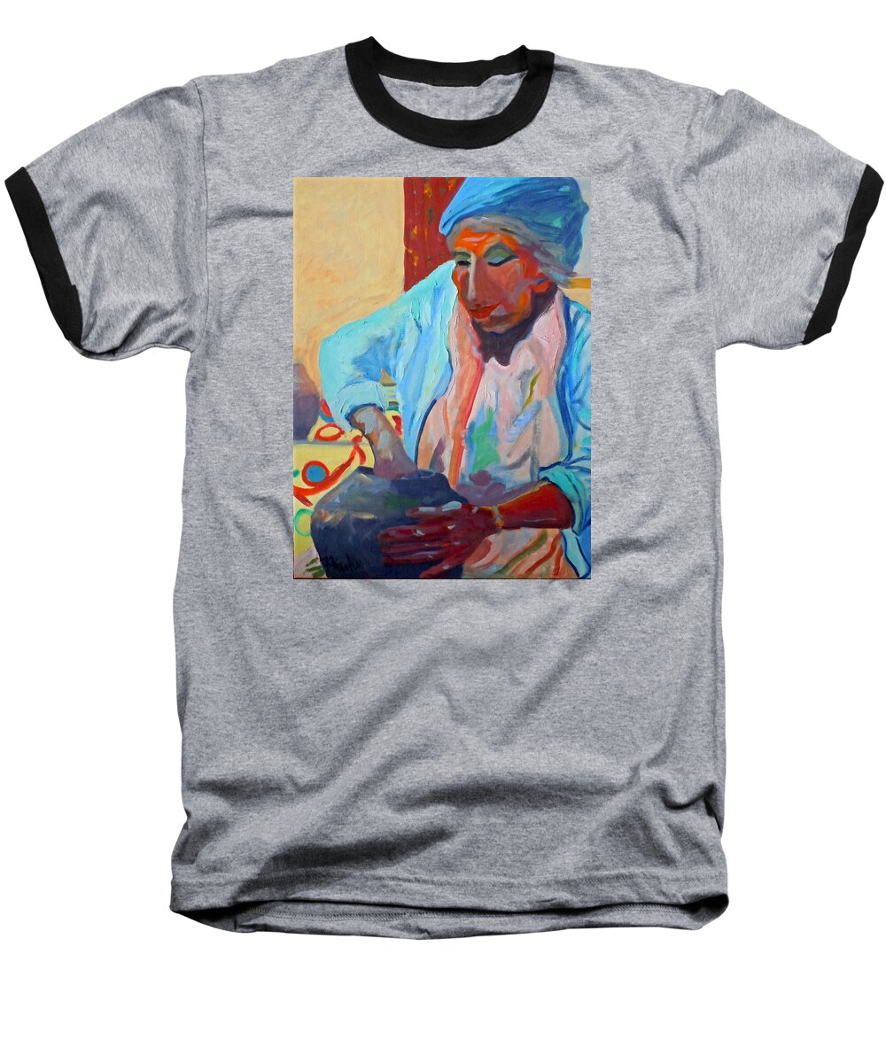Human Figure Baseball T-Shirt featuring the painting Sky City - Marie by Francine Frank