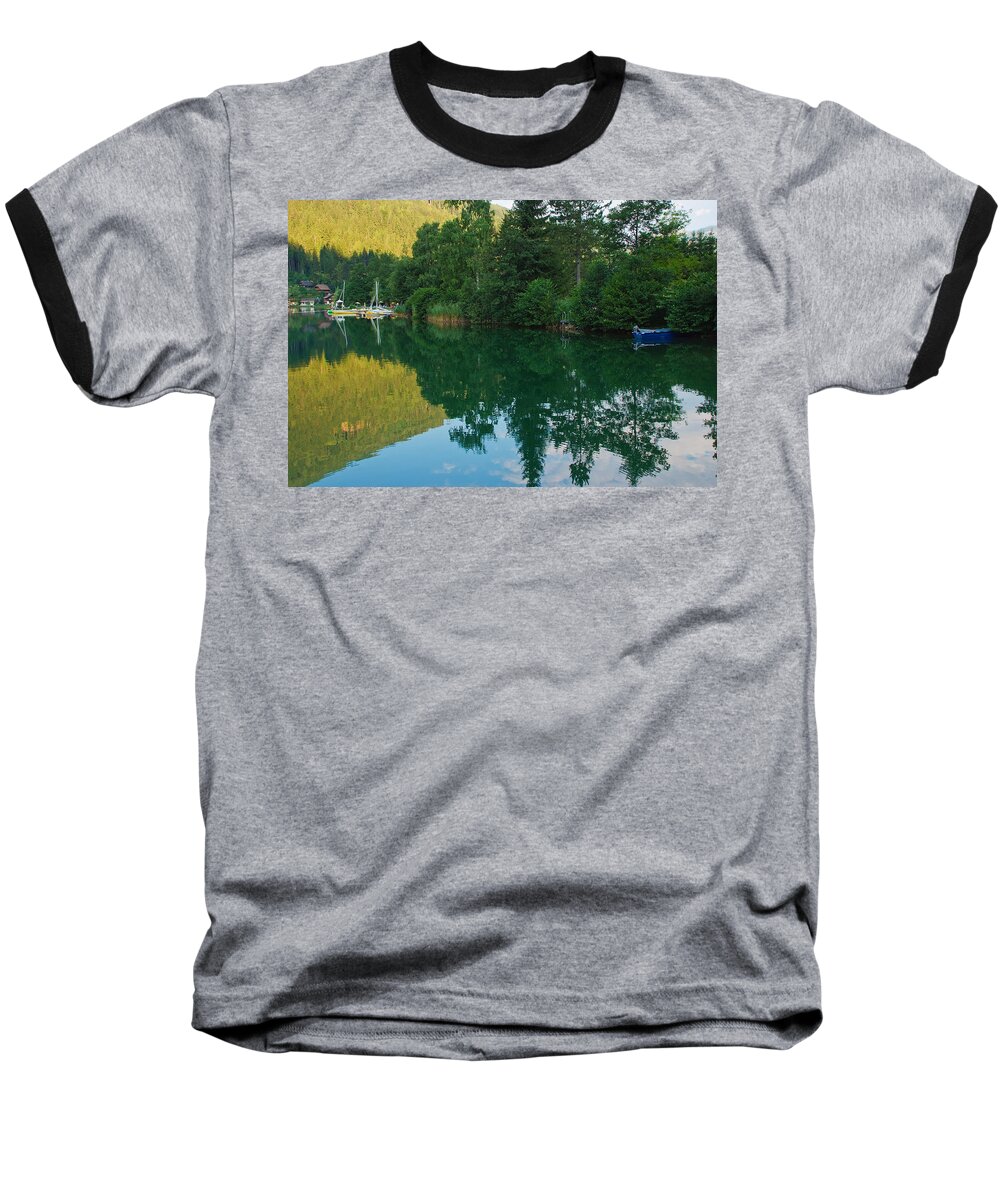 Mountains Baseball T-Shirt featuring the photograph Sleeping Boats by Marco Busoni