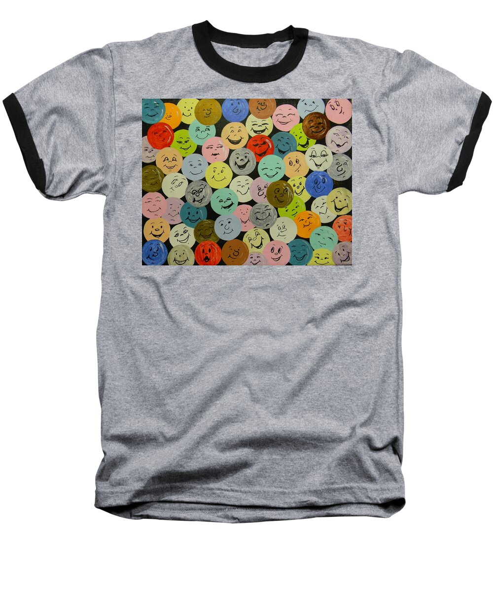 Smile Baseball T-Shirt featuring the painting Smilies by Bertie Edwards