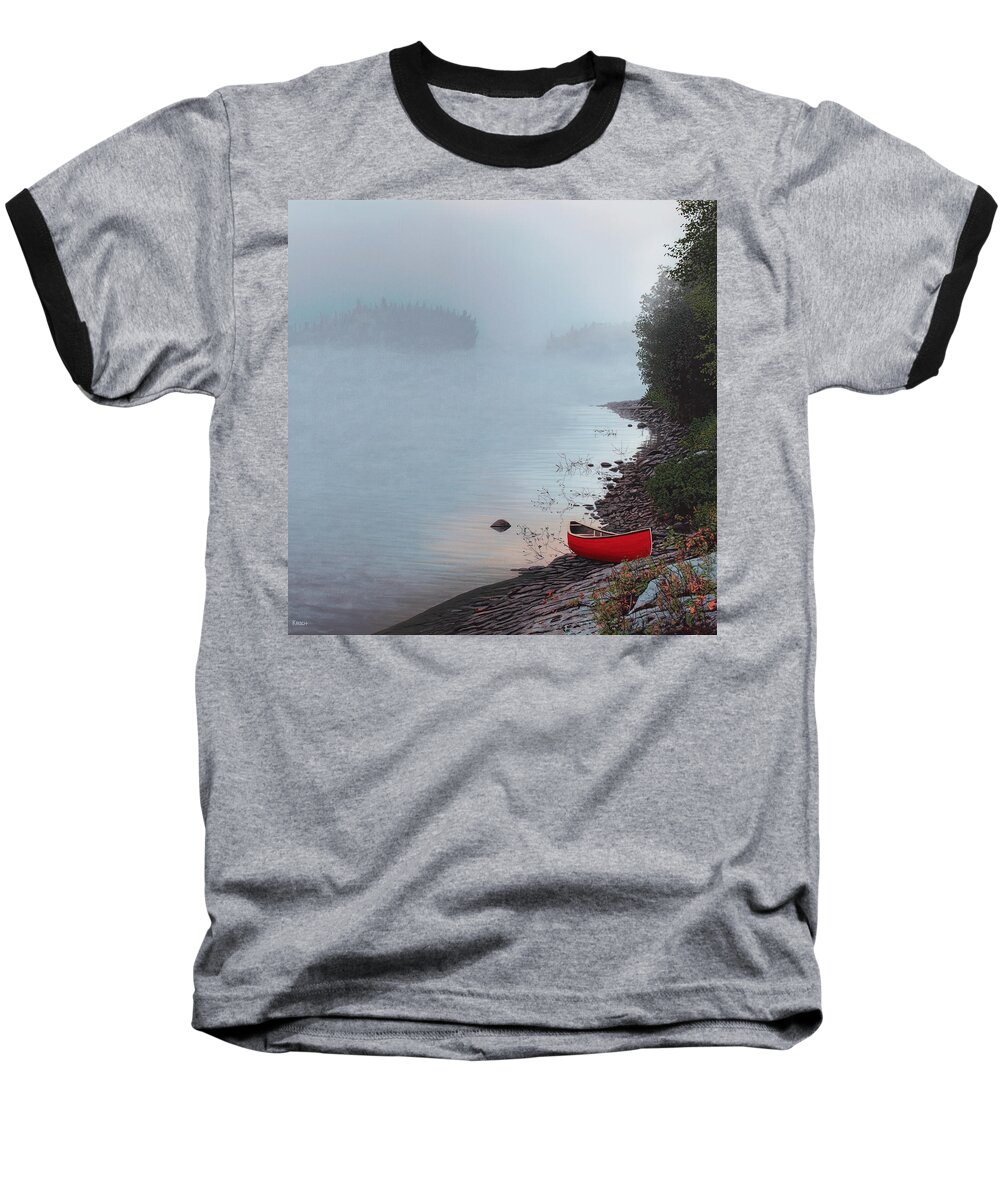 Landscape Baseball T-Shirt featuring the painting Smoke on the Water by Kenneth M Kirsch