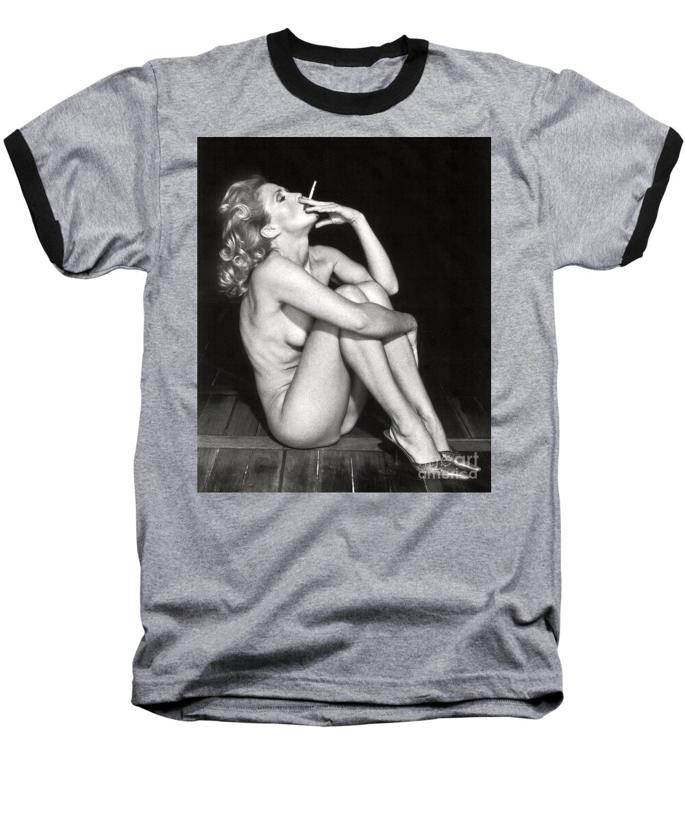 Smoking Nude Baseball T-Shirt featuring the photograph Smoking Nude by Silva Wischeropp
