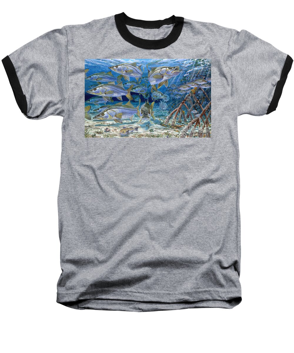 Snook Baseball T-Shirt featuring the painting Snook Cruise In006 by Carey Chen