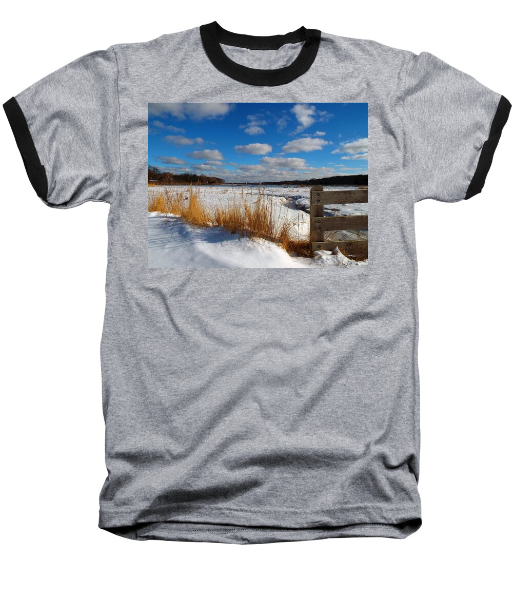 Snow Baseball T-Shirt featuring the photograph Snow Marsh by Dianne Cowen Cape Cod Photography