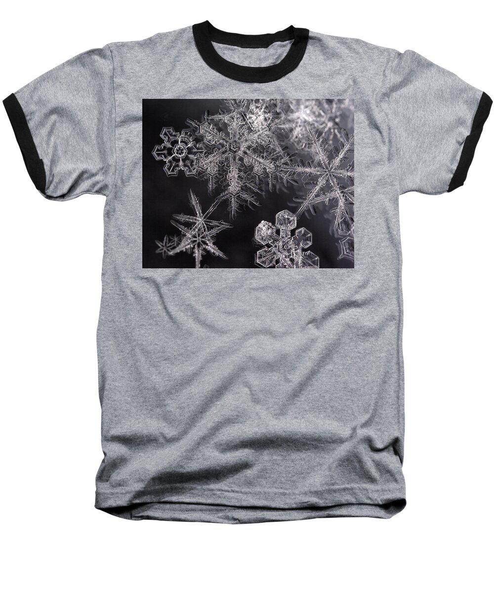 Snowflakes Baseball T-Shirt featuring the photograph Snowflakes by Eunice Gibb