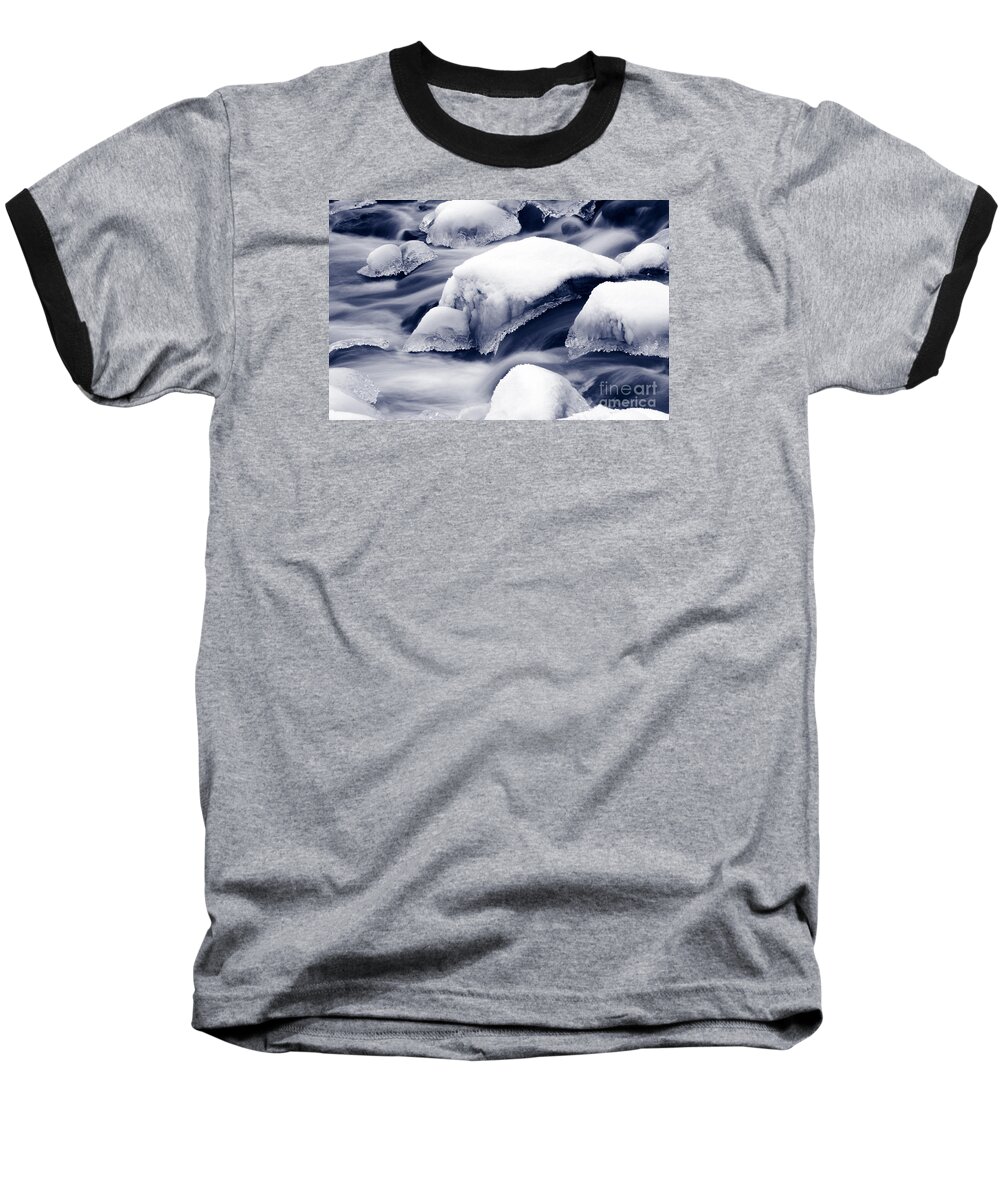 Winter Baseball T-Shirt featuring the photograph Snowy rocks by Liz Leyden