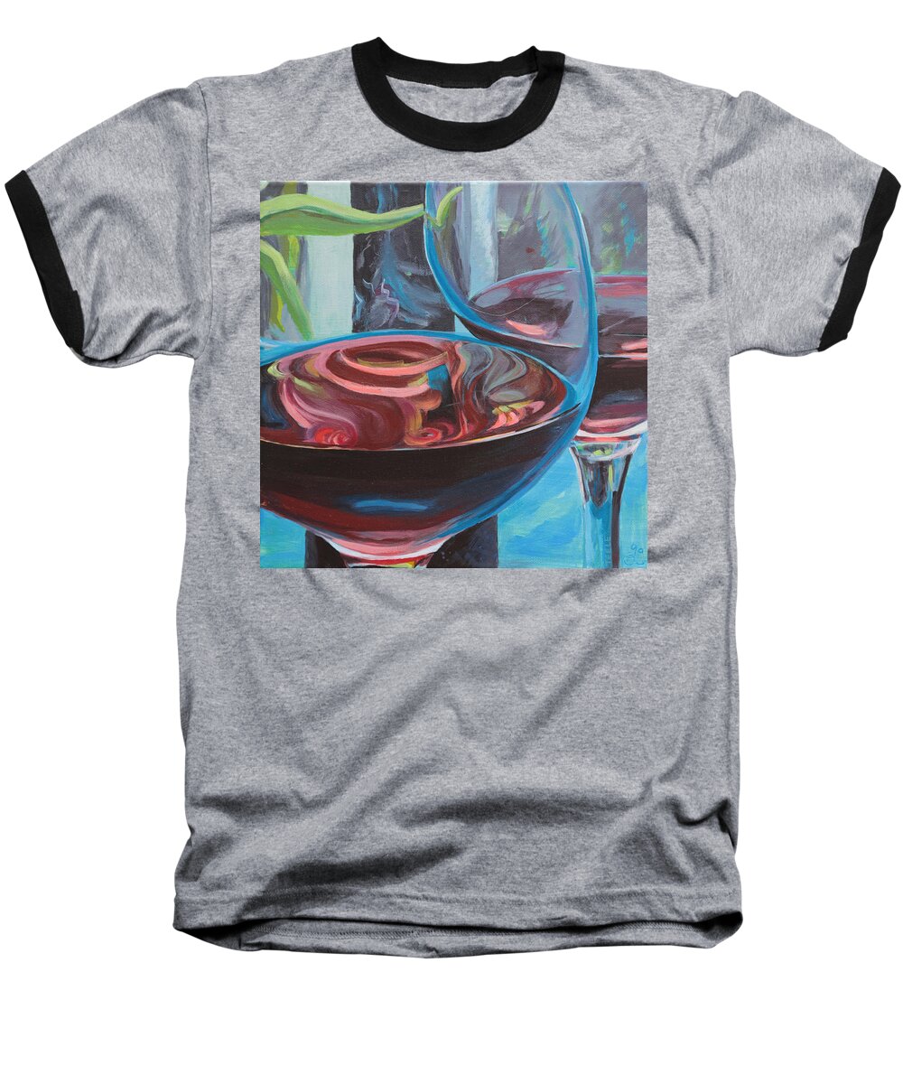 Wine Baseball T-Shirt featuring the painting So by Trina Teele