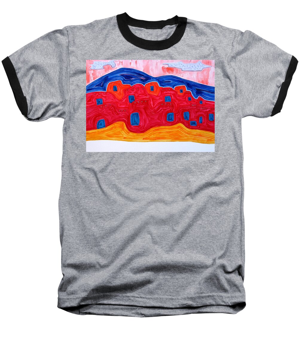 Painting Baseball T-Shirt featuring the painting Soft Pueblo original painting by Sol Luckman