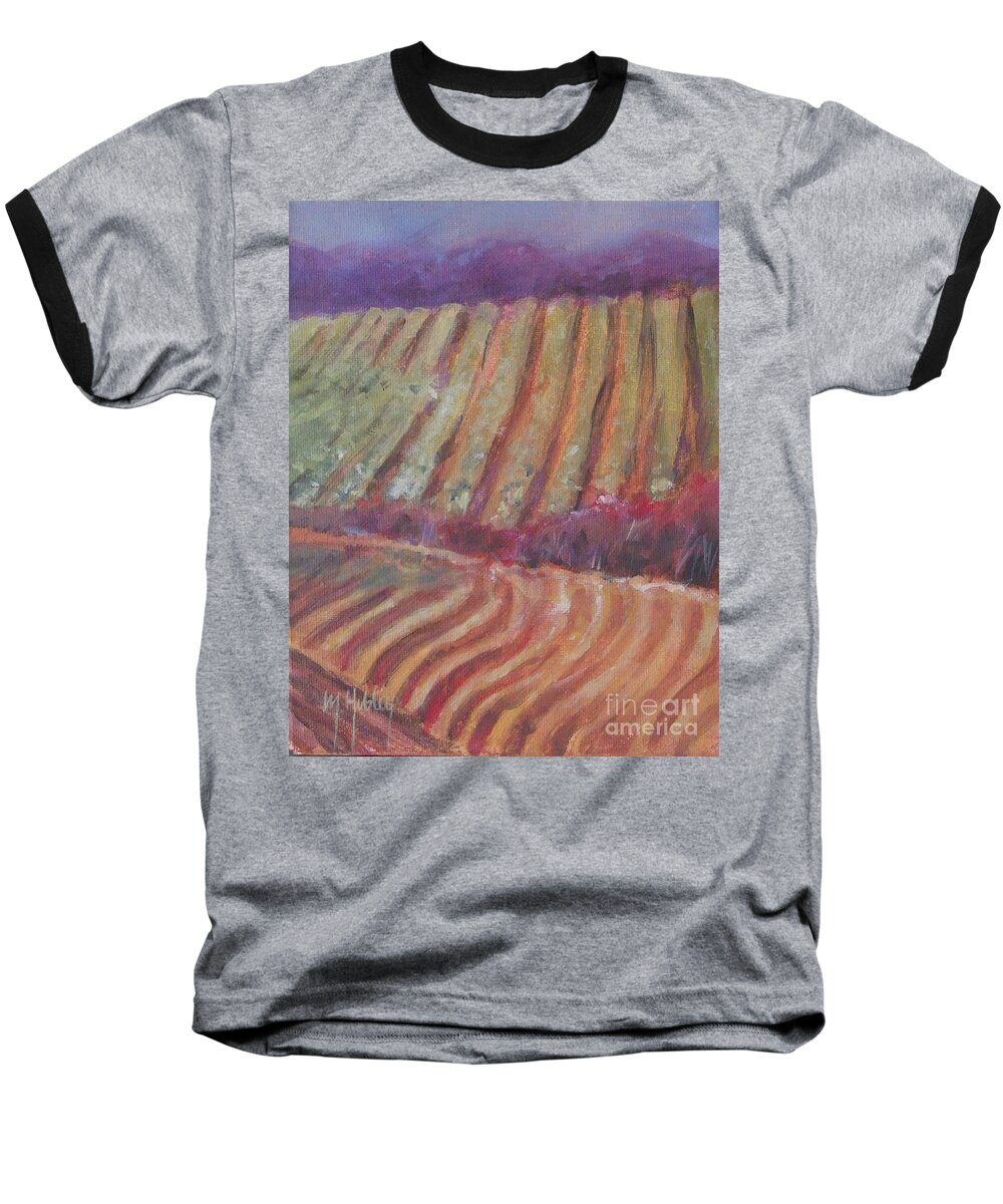Doodlefly Baseball T-Shirt featuring the painting Sonoma Vines by Mary Hubley