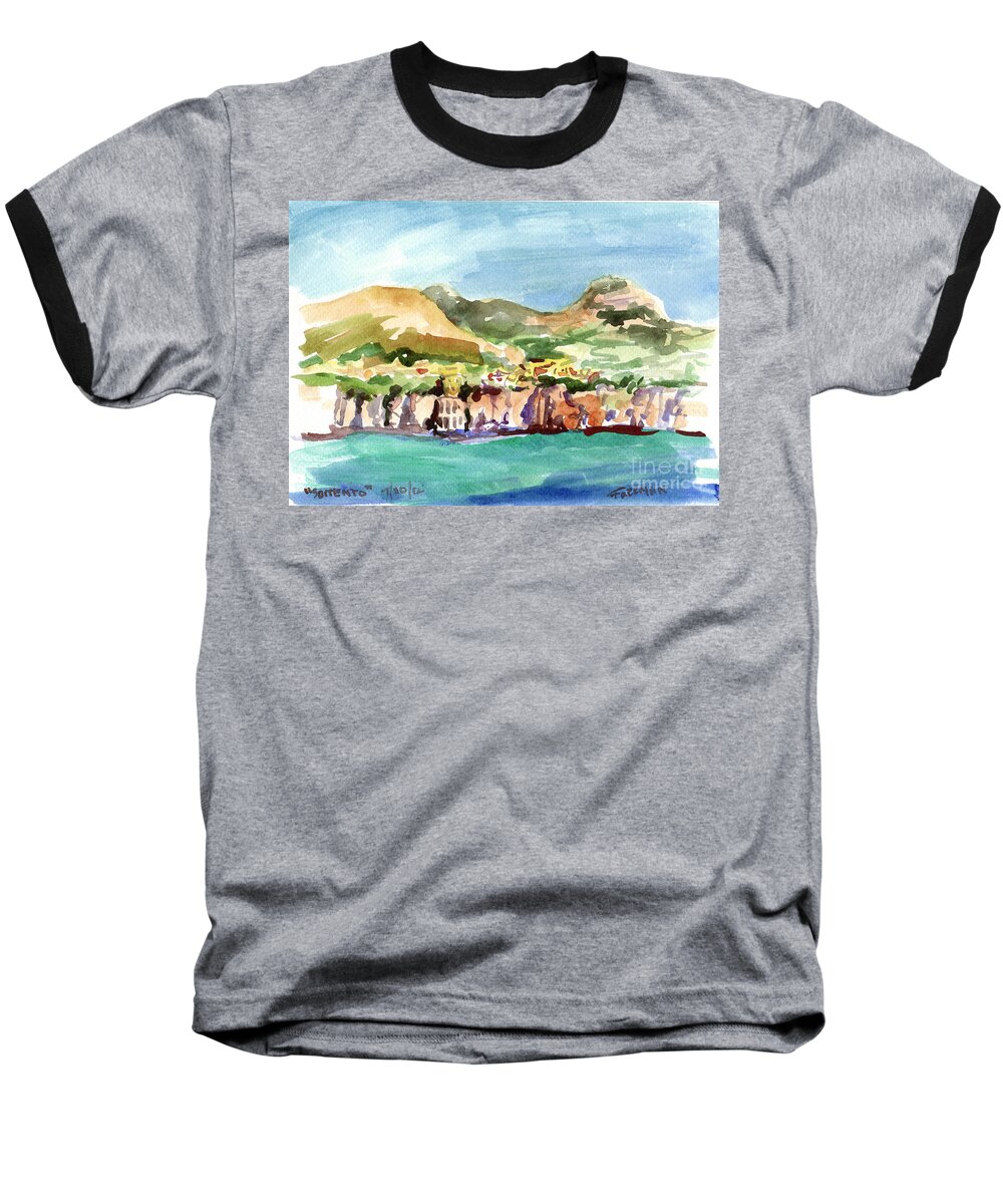 Crystal Cruises Baseball T-Shirt featuring the painting Sorrento by Valerie Freeman