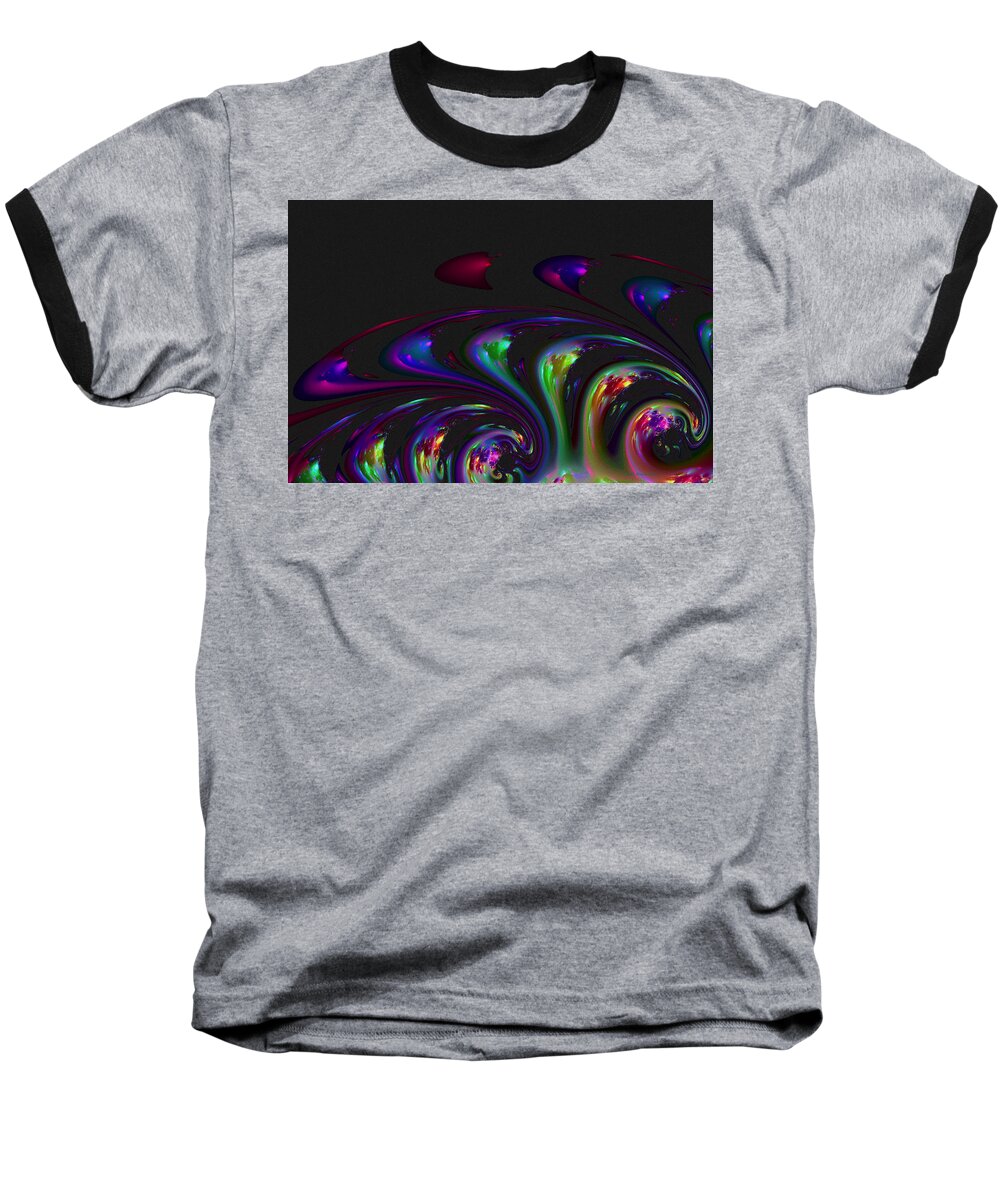 Fractal Baseball T-Shirt featuring the digital art Spin Off by Judi Suni Hall