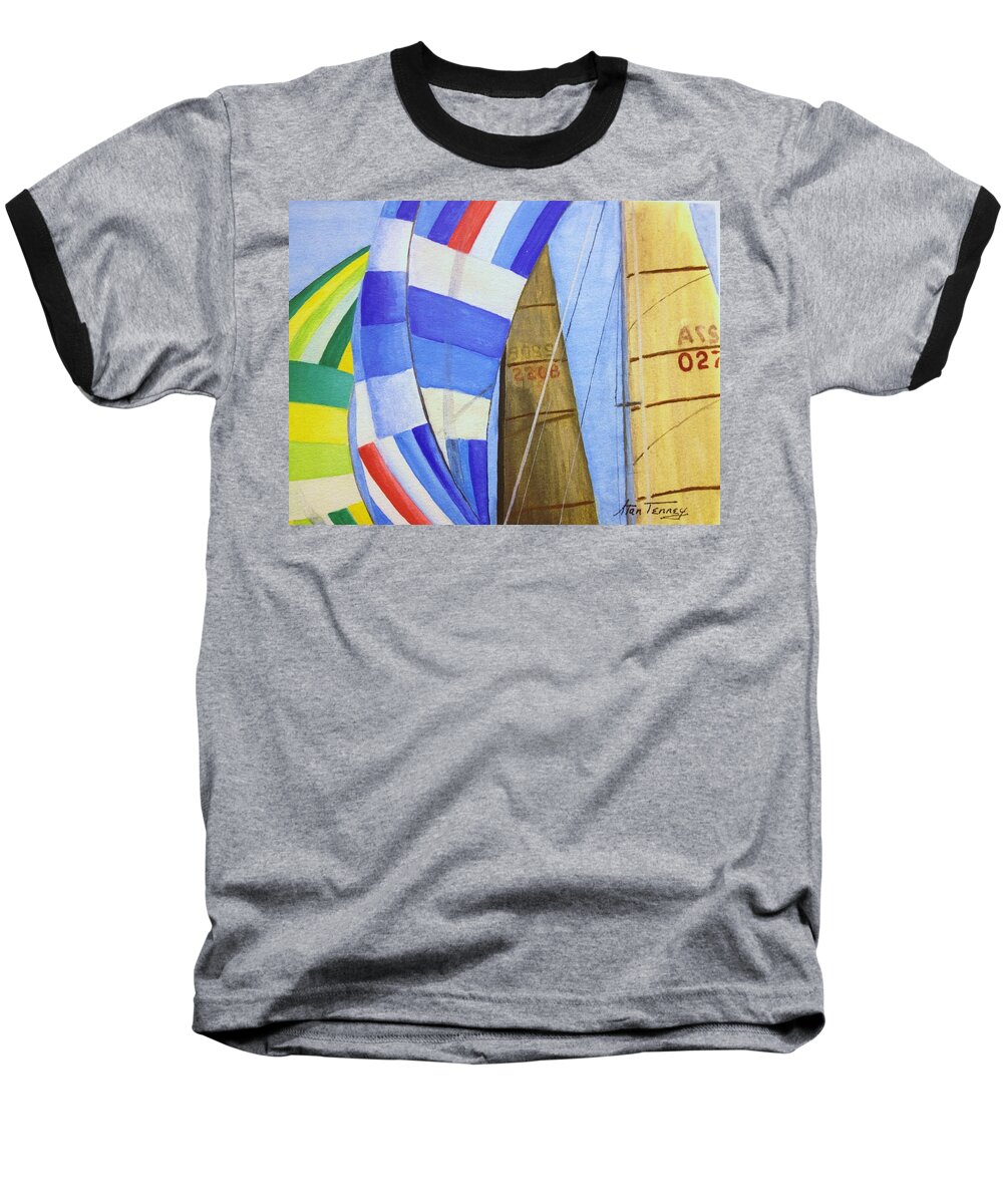 Boats Baseball T-Shirt featuring the painting Spinnakers by Stan Tenney