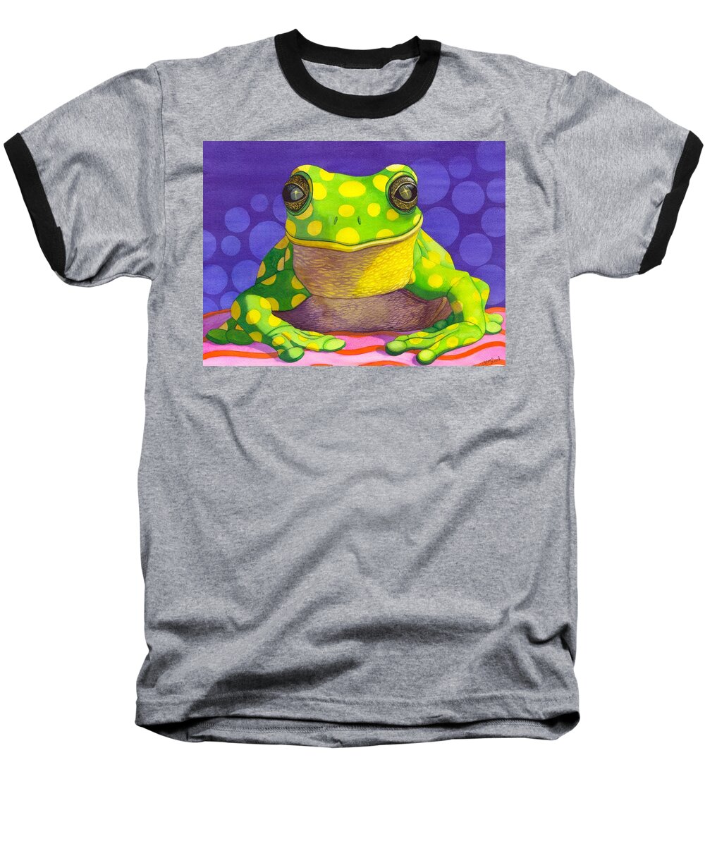 Frog Baseball T-Shirt featuring the painting Spotted Frog by Catherine G McElroy