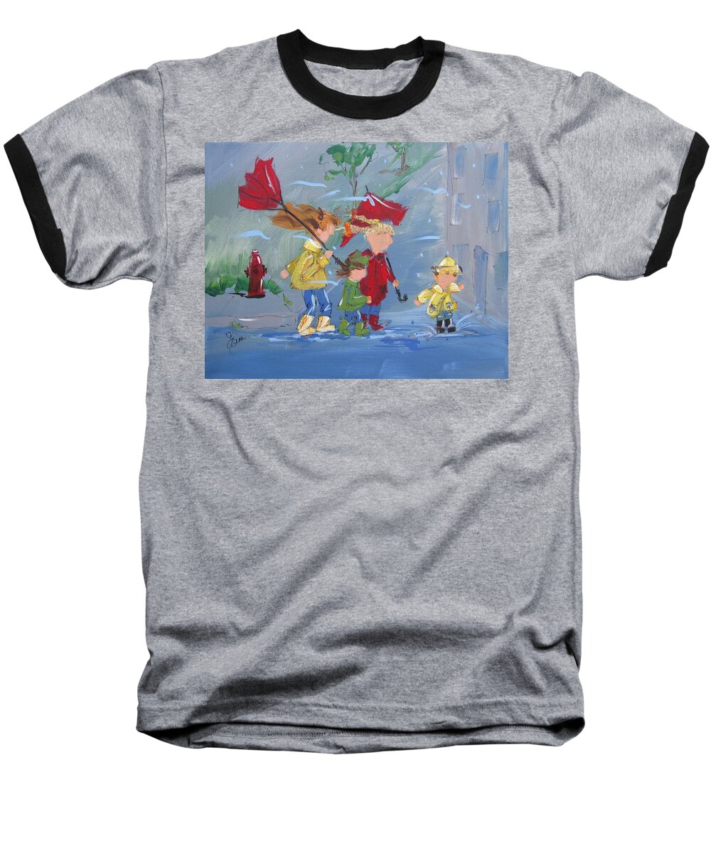 Spring Baseball T-Shirt featuring the painting Spring in our Step by Terri Einer