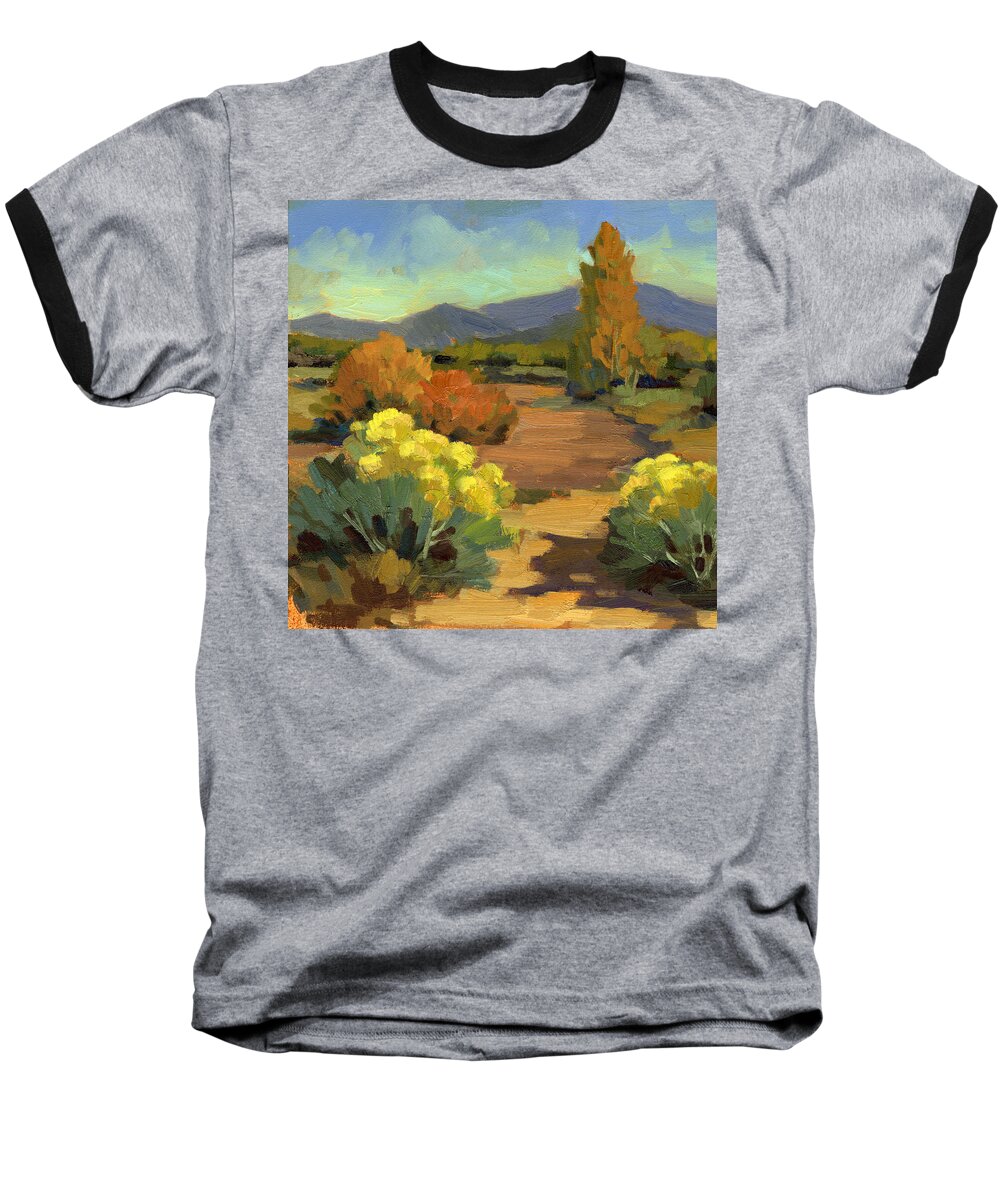 Spring Baseball T-Shirt featuring the painting Spring in Santa Fe by Diane McClary