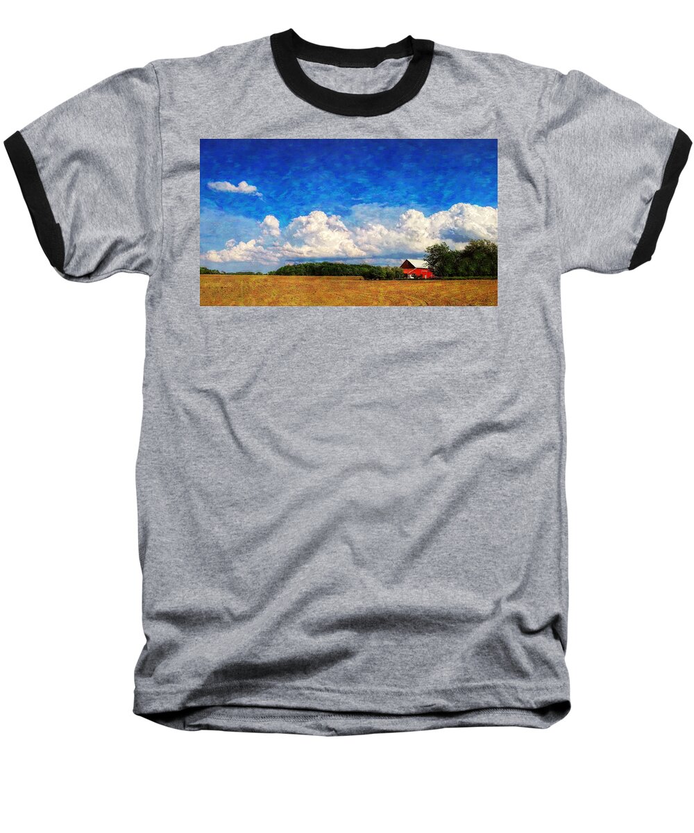 Farm Baseball T-Shirt featuring the painting Spring Planting by Sandy MacGowan
