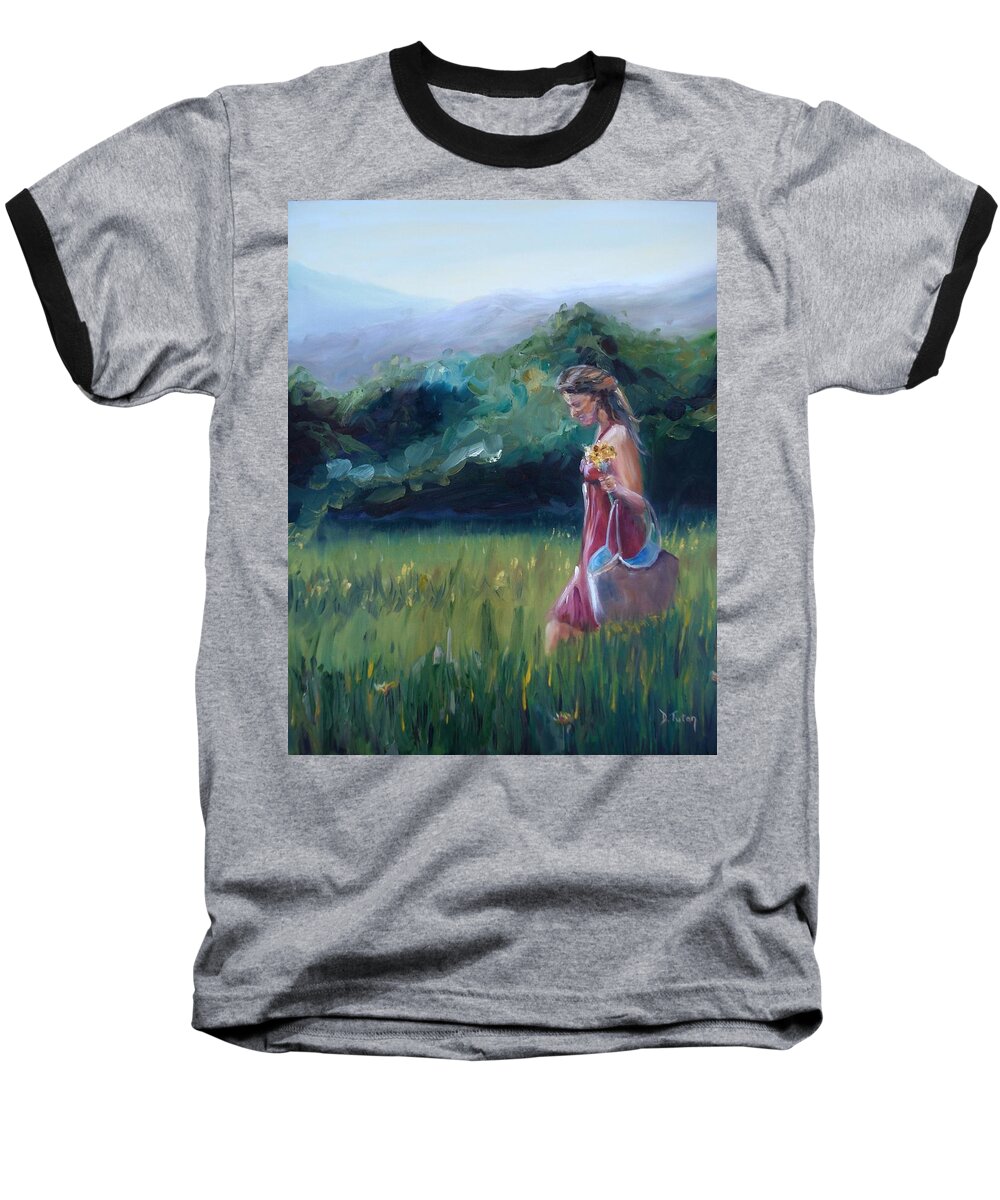 Field Baseball T-Shirt featuring the painting Spring Stroll by Donna Tuten