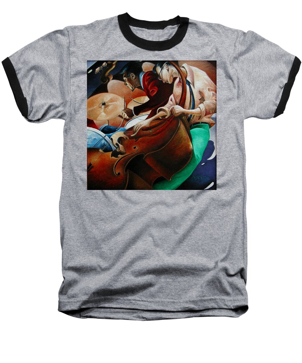 Jazz Baseball T-Shirt featuring the painting Squared Jazz by T S Carson