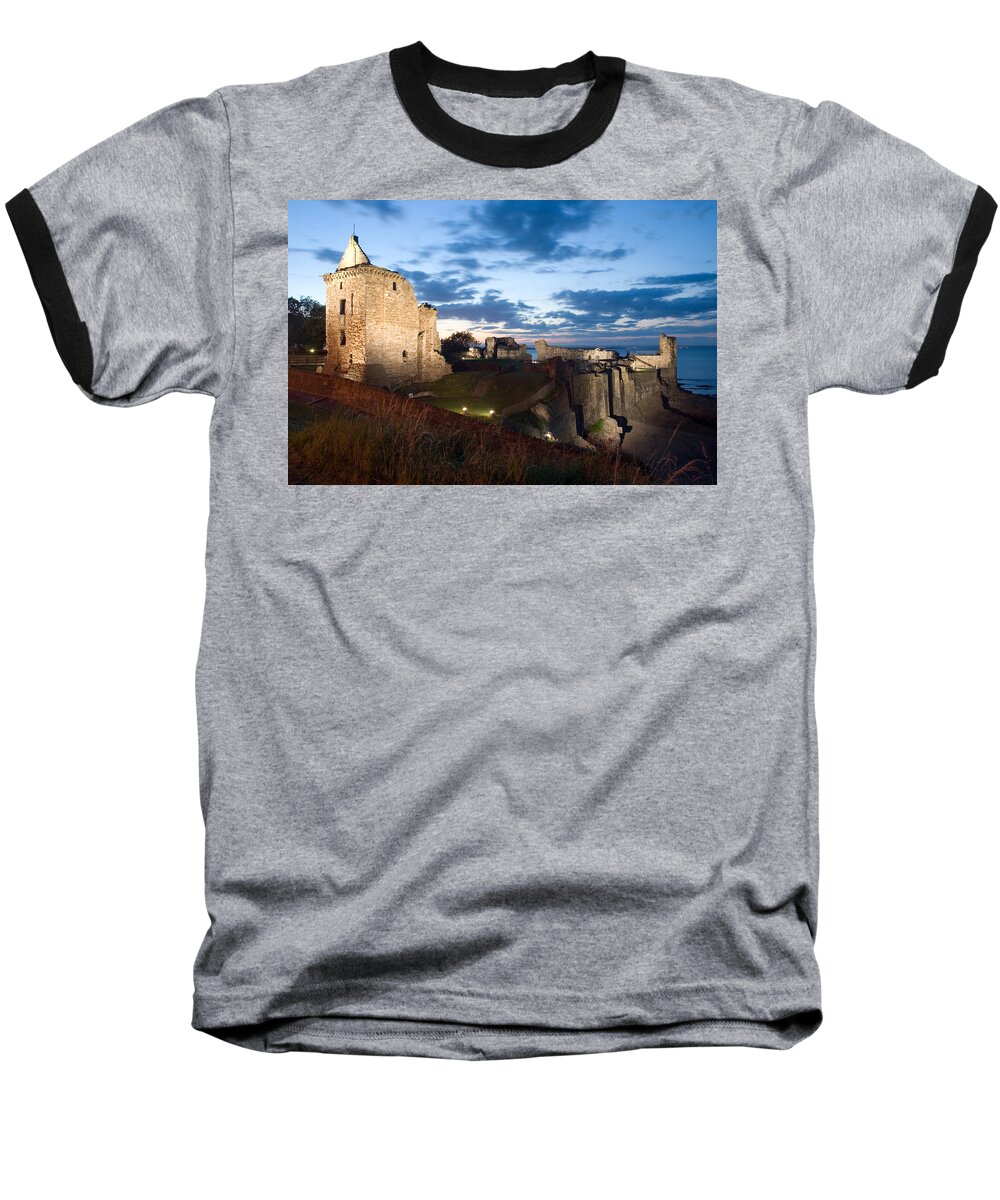 St. Andrews Baseball T-Shirt featuring the photograph St Andrews Castle Dusk by Jeremy Voisey