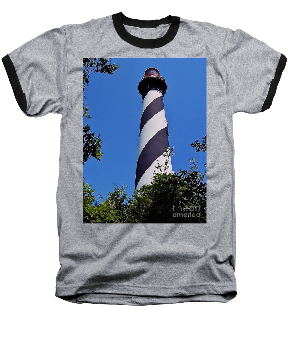 Lighthouse Baseball T-Shirt featuring the photograph St Augustine Lighthouse by D Hackett