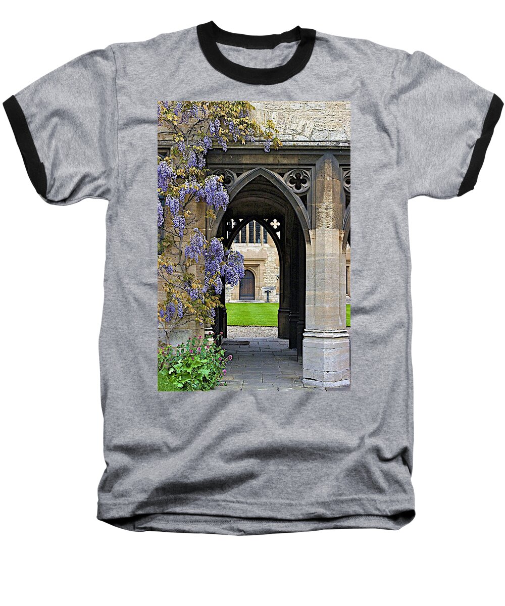 Arch Baseball T-Shirt featuring the photograph St. Cross Arches by Joseph Yarbrough