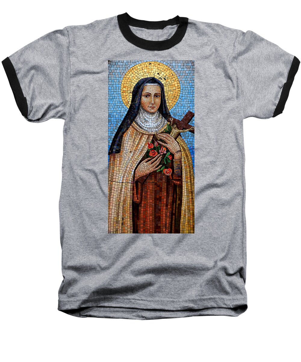Mosaic Baseball T-Shirt featuring the photograph St. Theresa Mosaic by Andrew Fare
