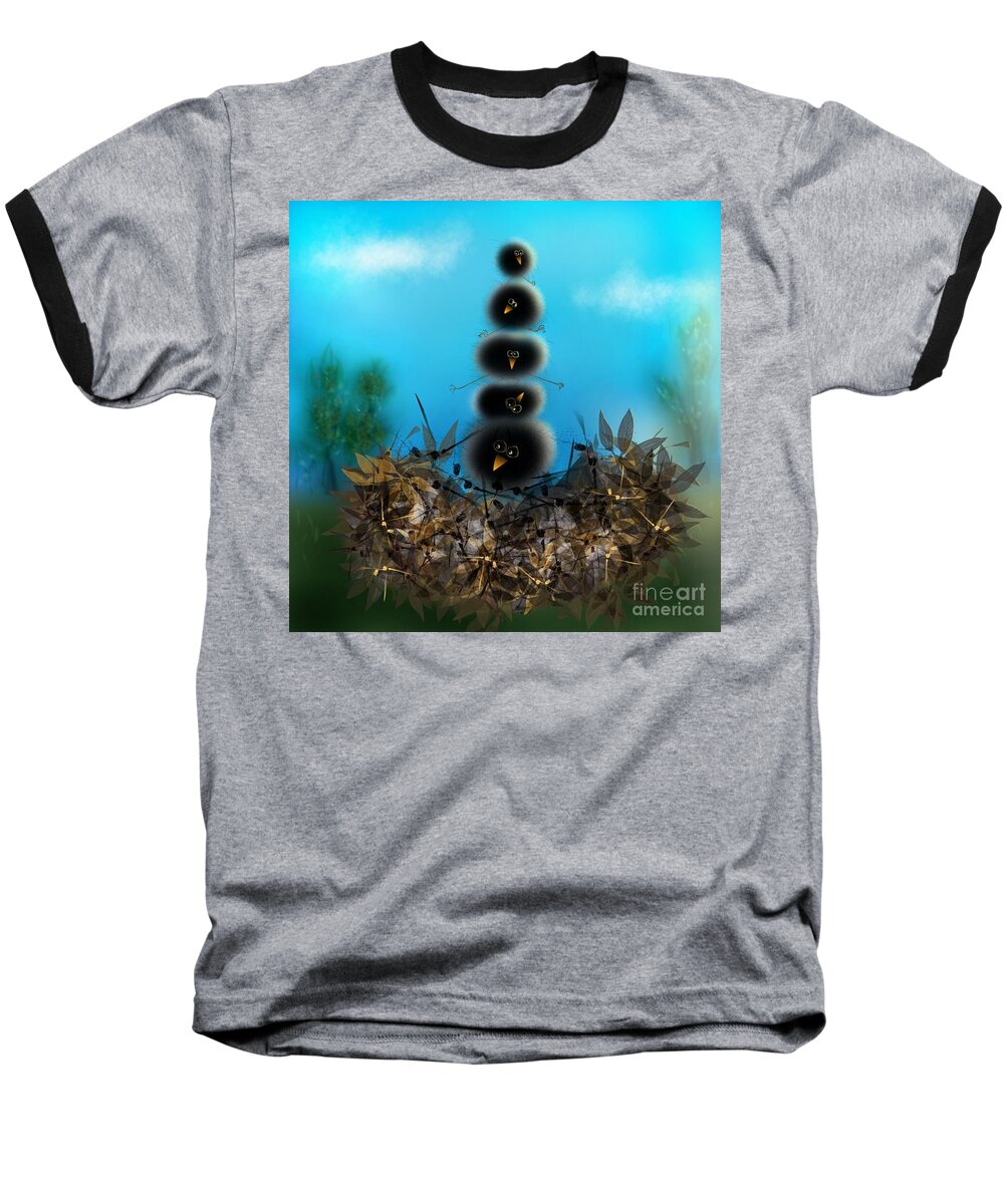 Humor Baseball T-Shirt featuring the digital art Stack O Fuzzies by Mary Eichert